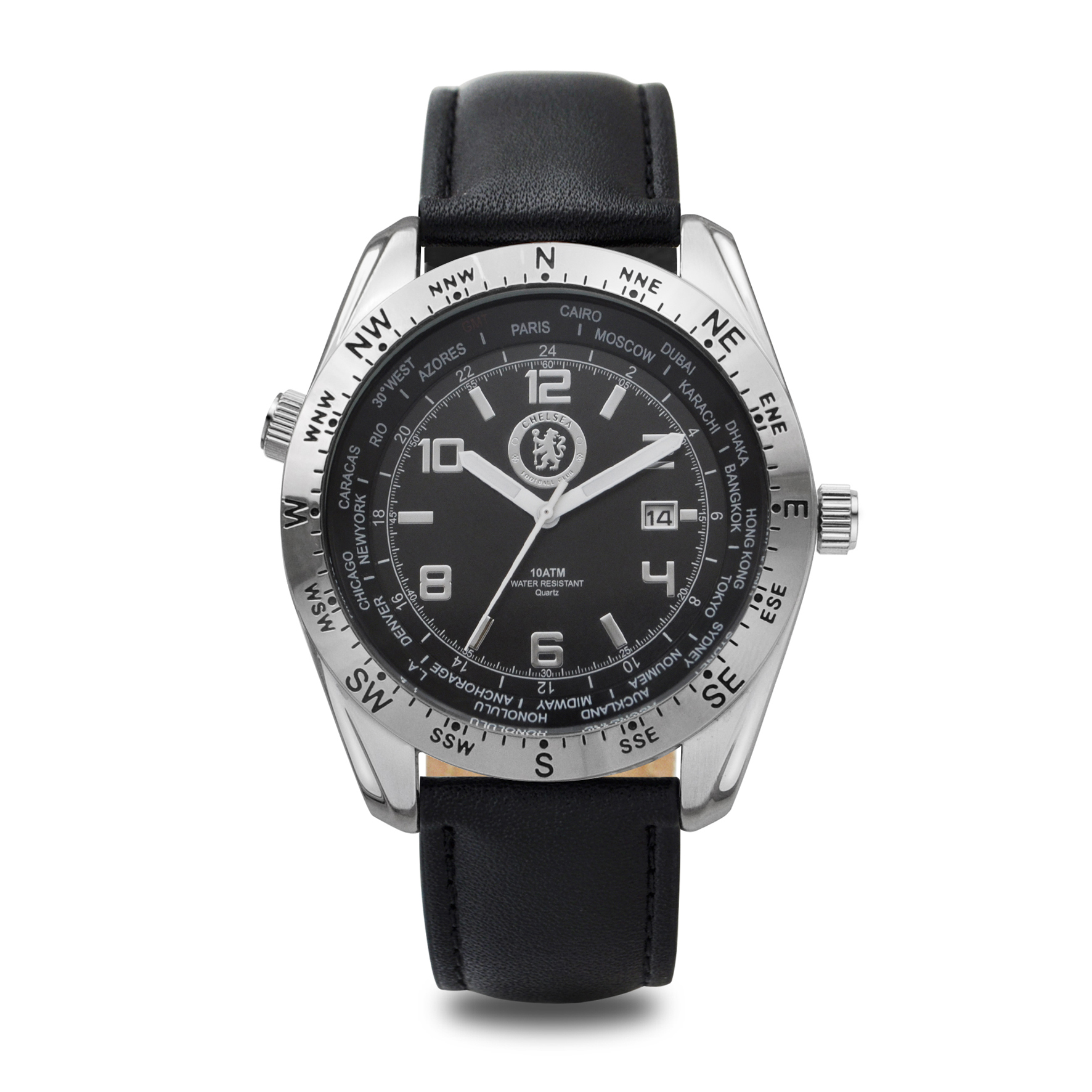 Chelsea Analogue Leather Strap Rotating Bezel Watch with Date