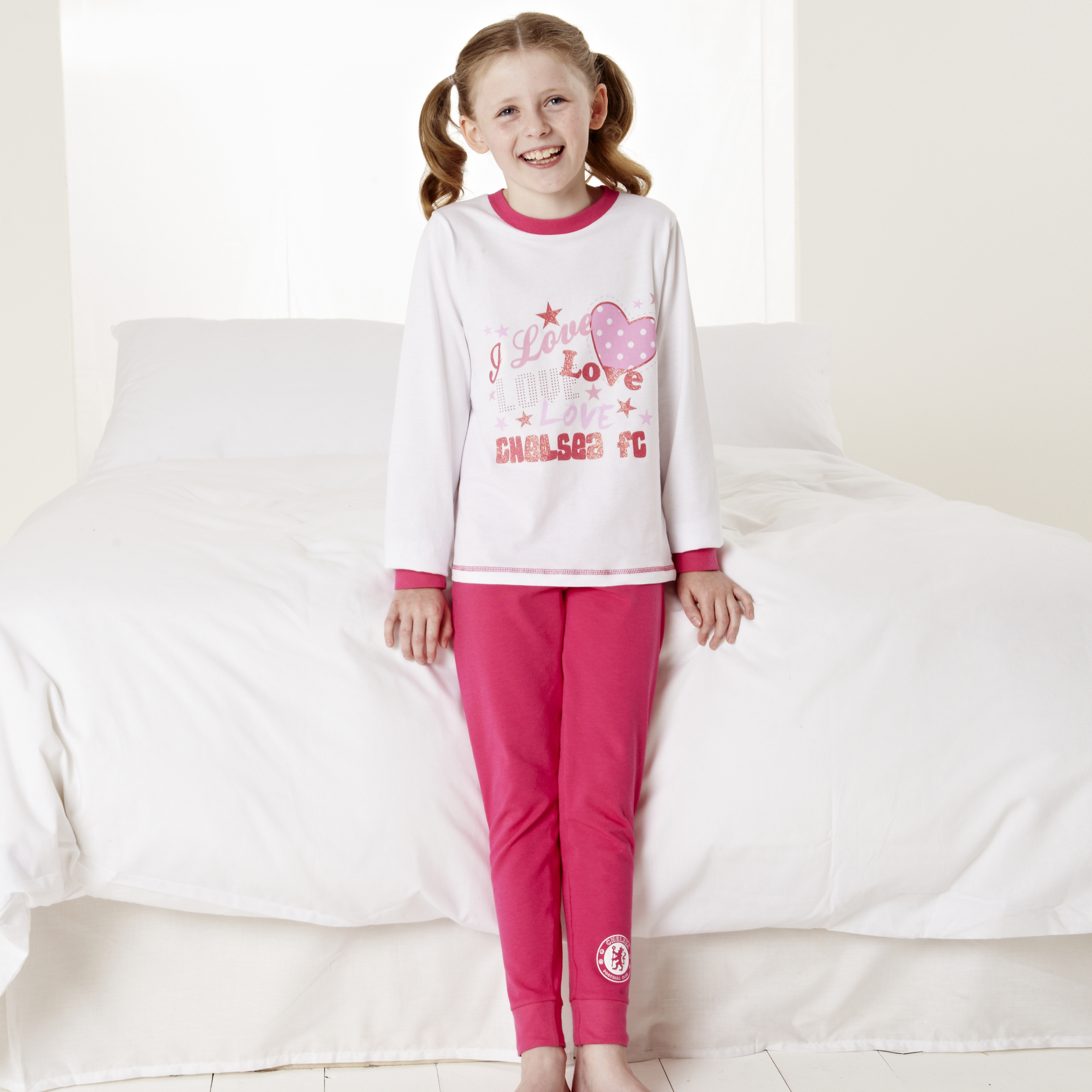 Chelsea I love Snuggle Fit Pyjamas - White/Pink - Infant Girls