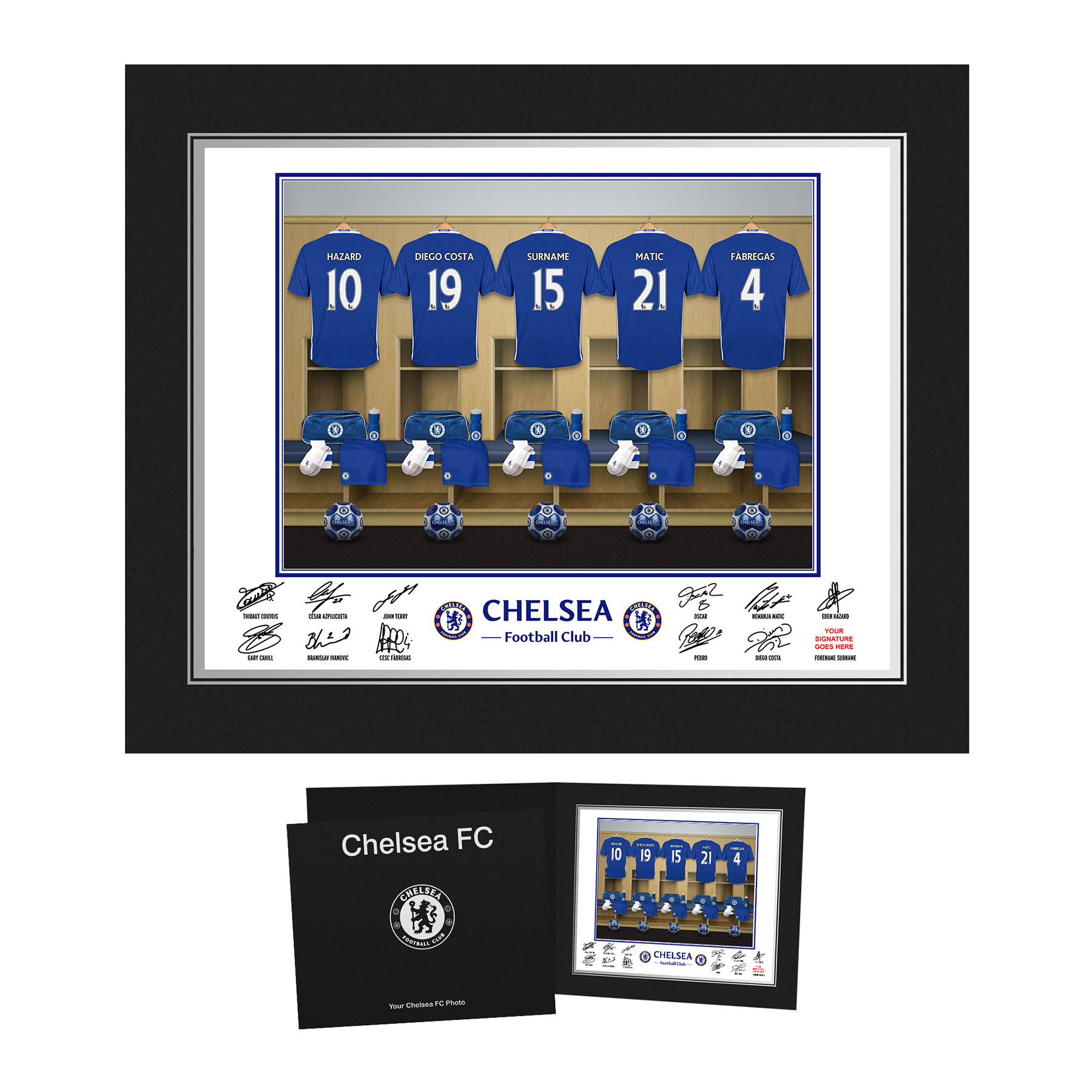 Chelsea Personalised Dressing Room Photo in Presentation Folder