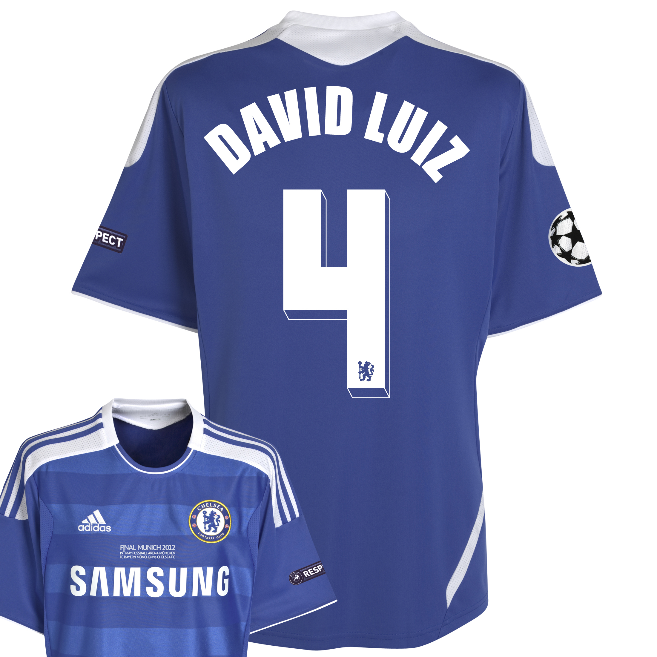 Chelsea Home Shirt 2011/12 Including Champions League Final Embroidery with David Luiz 4 printing