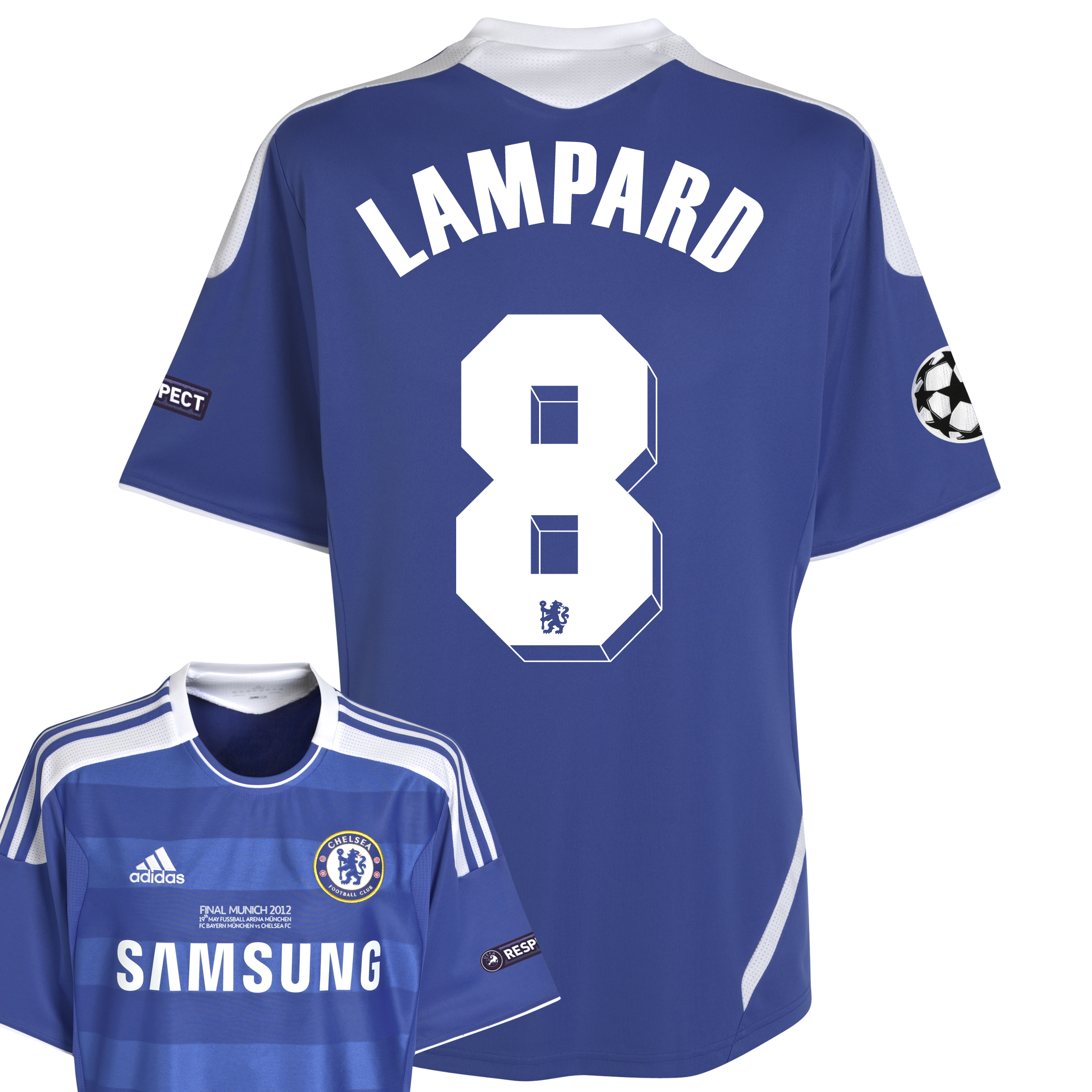 Chelsea Home Shirt 2011/12 Including Champions League Final Embroidery with Lampard 8 printing