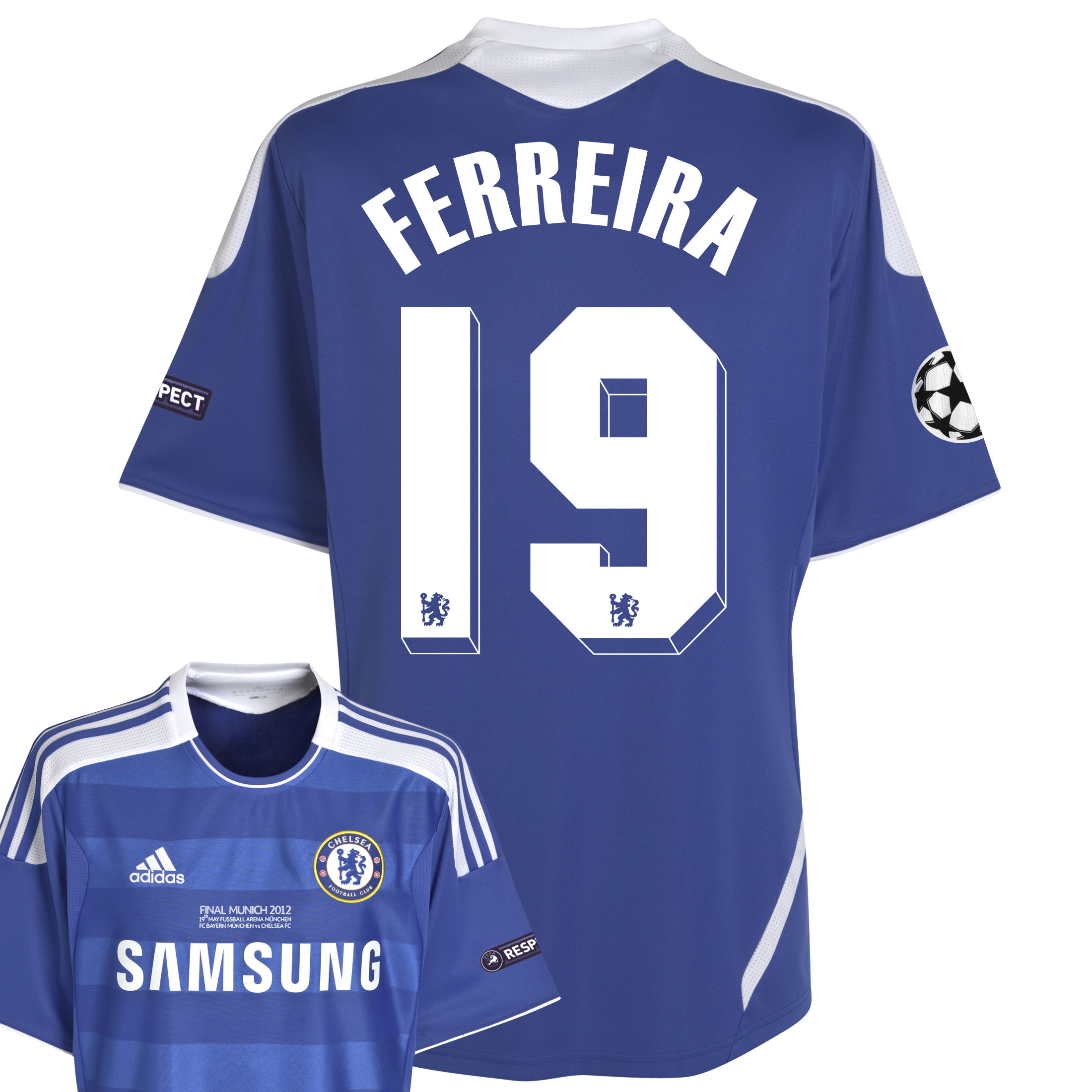 Chelsea Home Shirt 2011/12 Including Champions League Final Embroidery with Ferreira 19 printing
