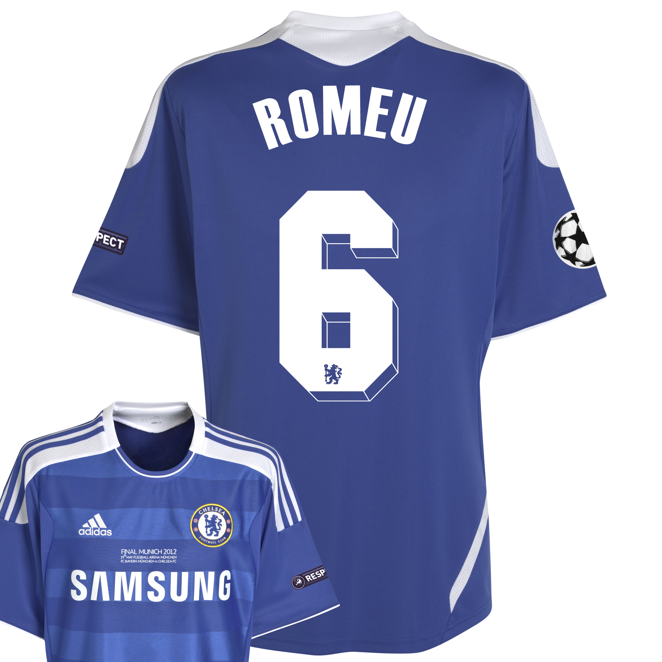 Chelsea Home Shirt 2011~12 Including Champions League Final Embroidery Kids with Romeu 6 printing