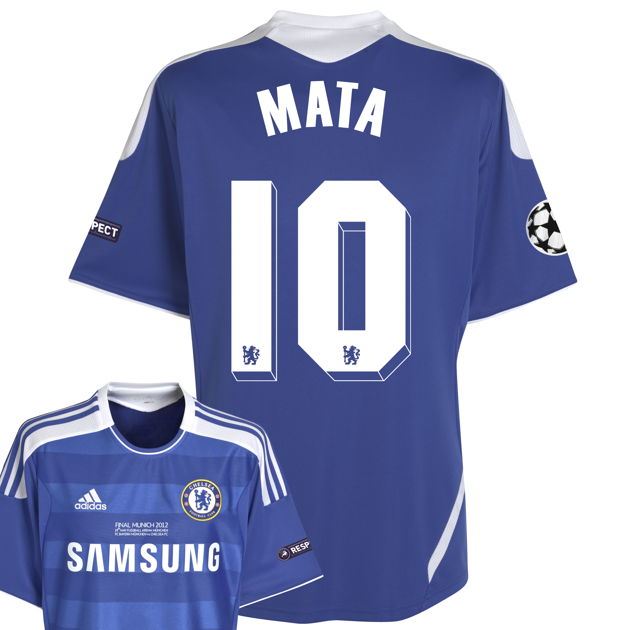 Chelsea Home Shirt 2011~12 Including Champions League Final Embroidery Kids with Mata 10 printing