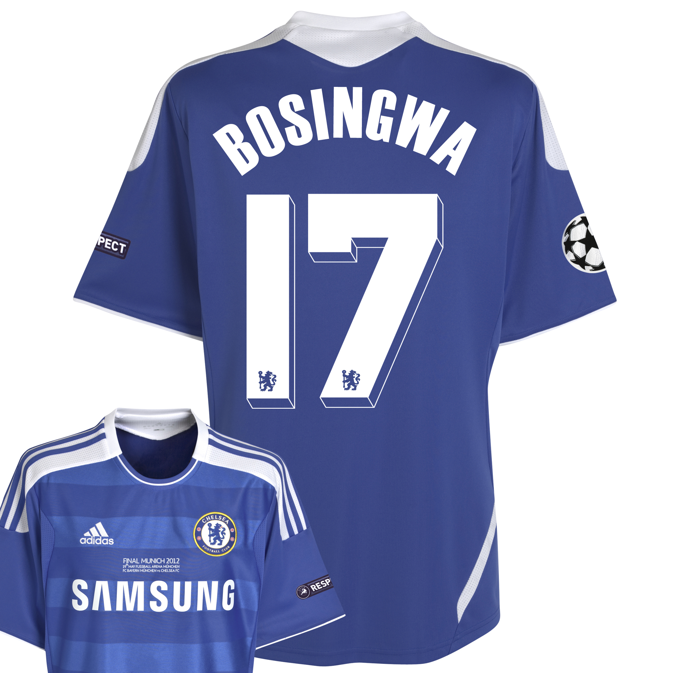 Chelsea Home Shirt 2011~12 Including Champions League Final Embroidery Kids with Bosingwa 17 printing