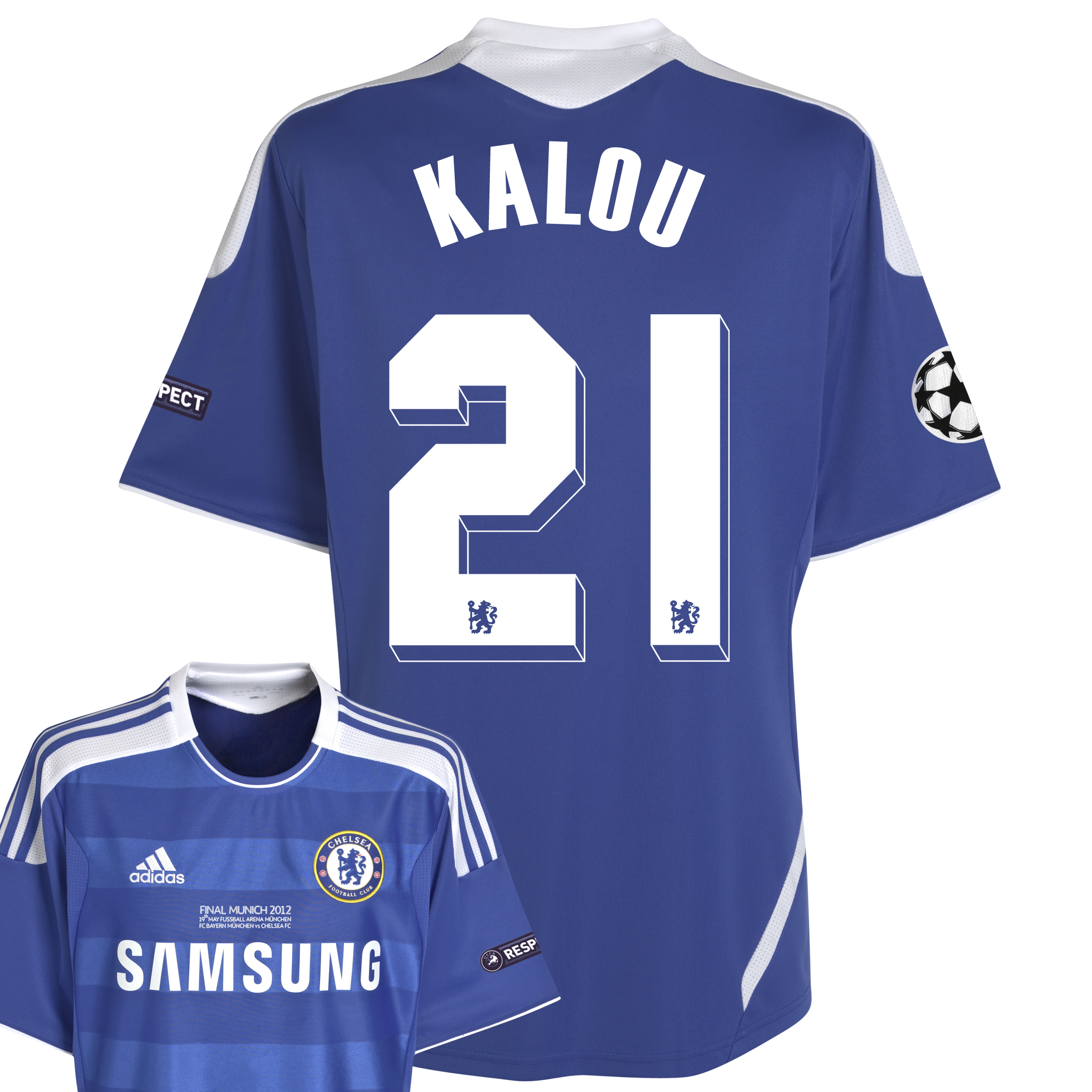 Chelsea Home Shirt 2011~12 Including Champions League Final Embroidery Kids with Kalou 21 printing