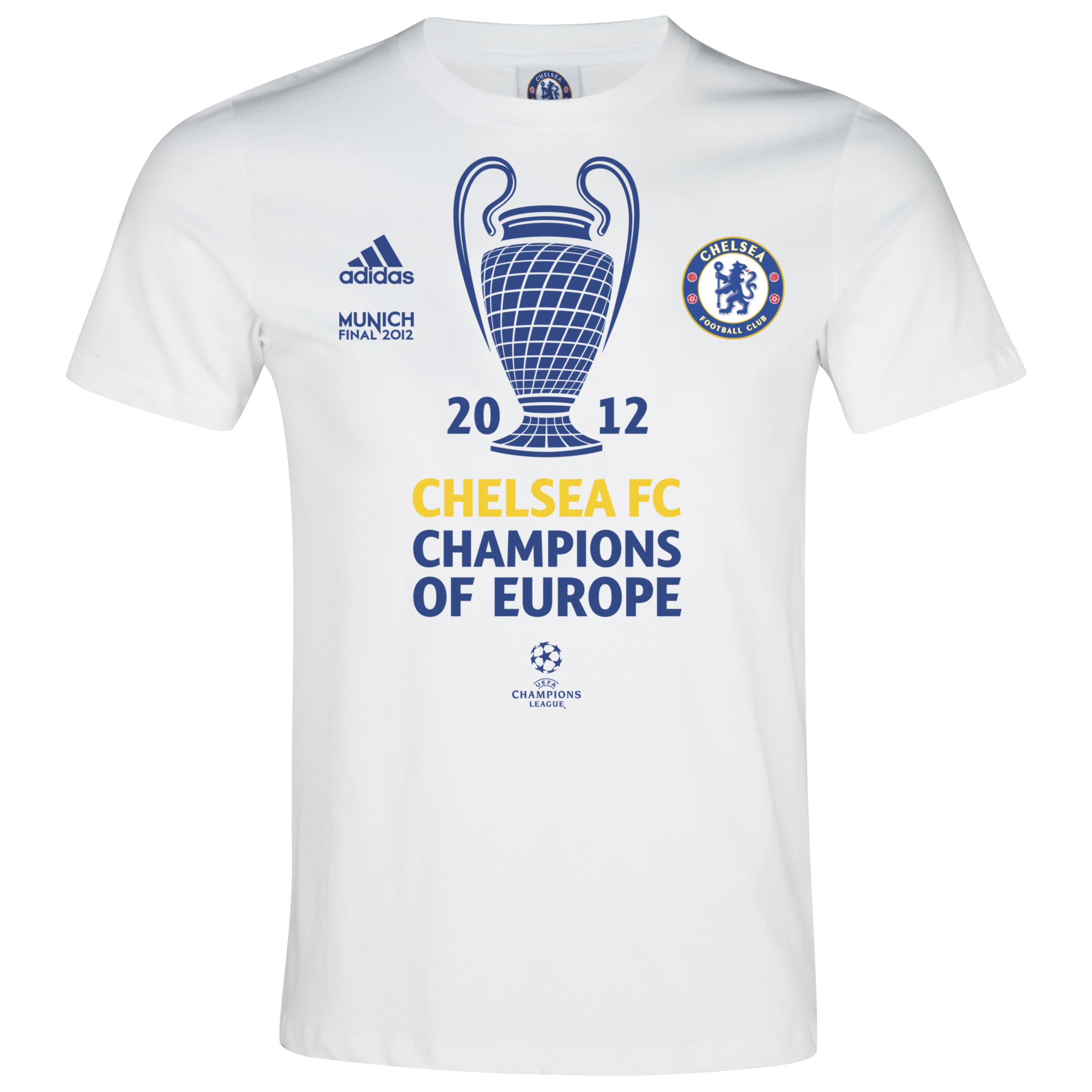 adidas Chelsea UEFA Champions League Winners 2012 T-Shirt - White Vapour