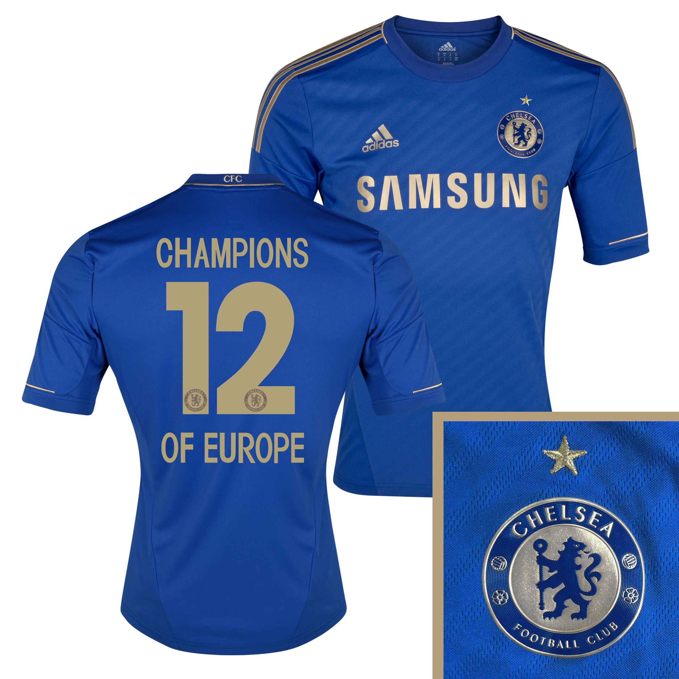 Chelsea Home Shirt 2012/13 - Youths with Champions 12 Printing including Gold Star