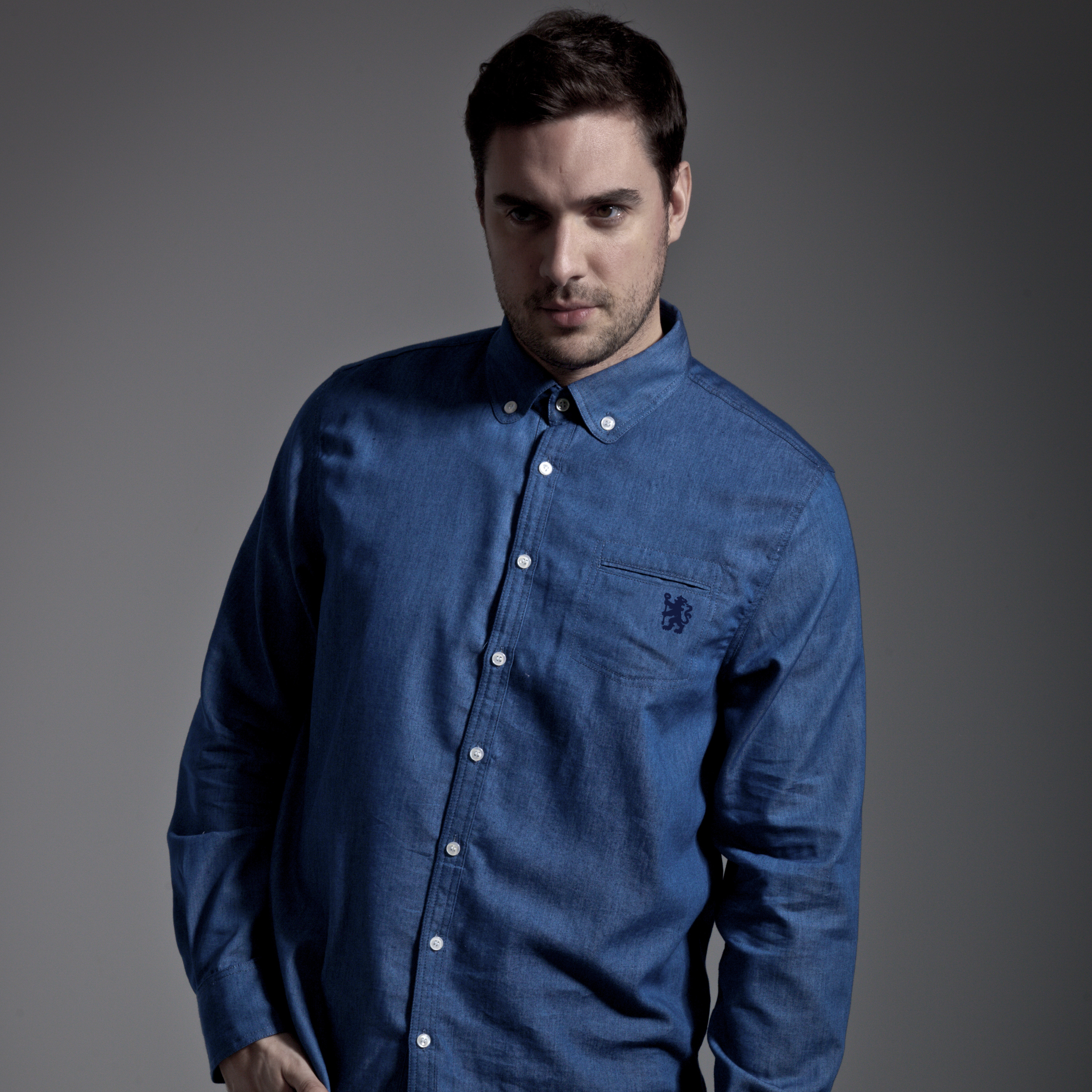 Chelsea Vintage Penny Collar Shirt - Grey Chambray - Mens