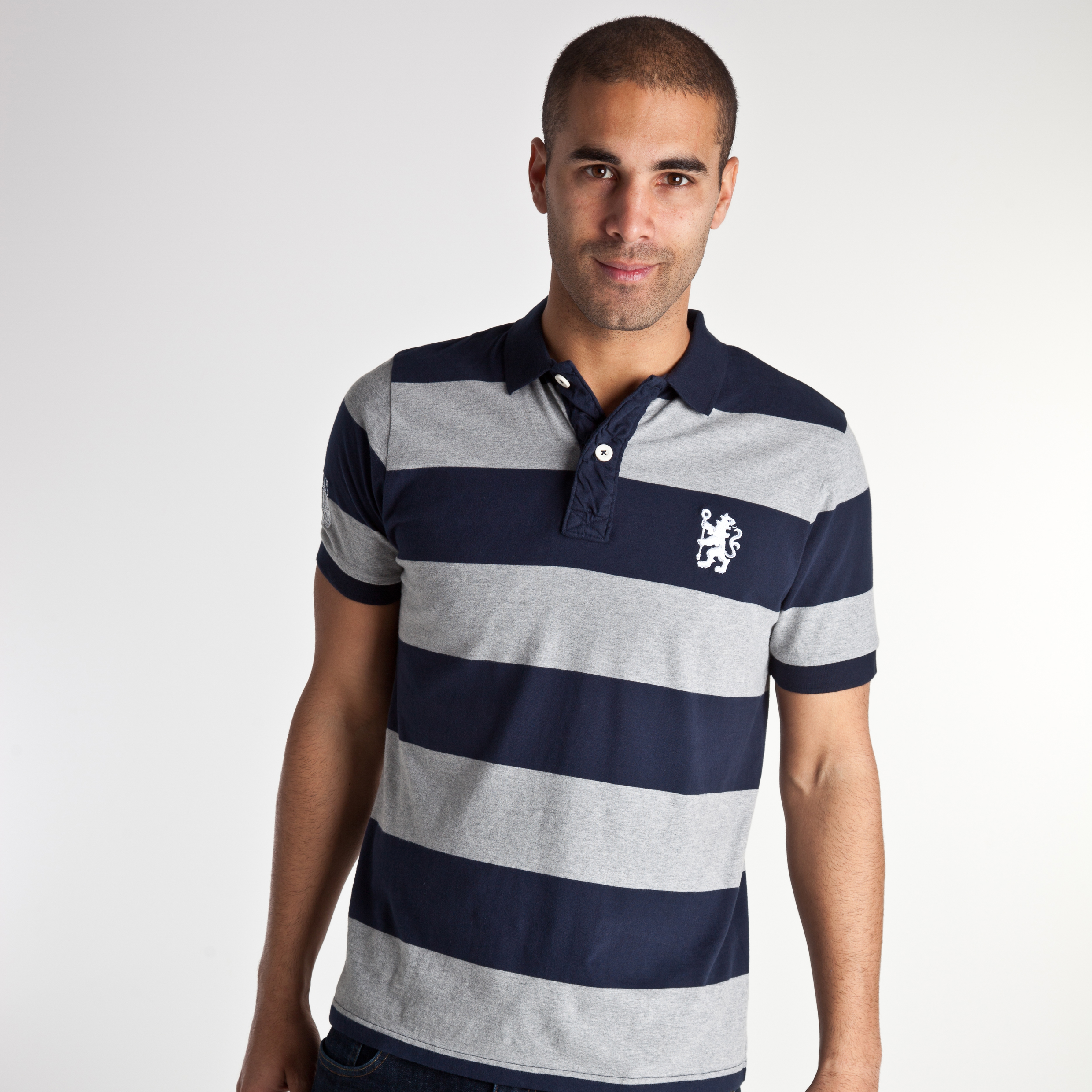 Chelsea 1905 Engineered Striped Polo - Navy/Grey Marl - Mens