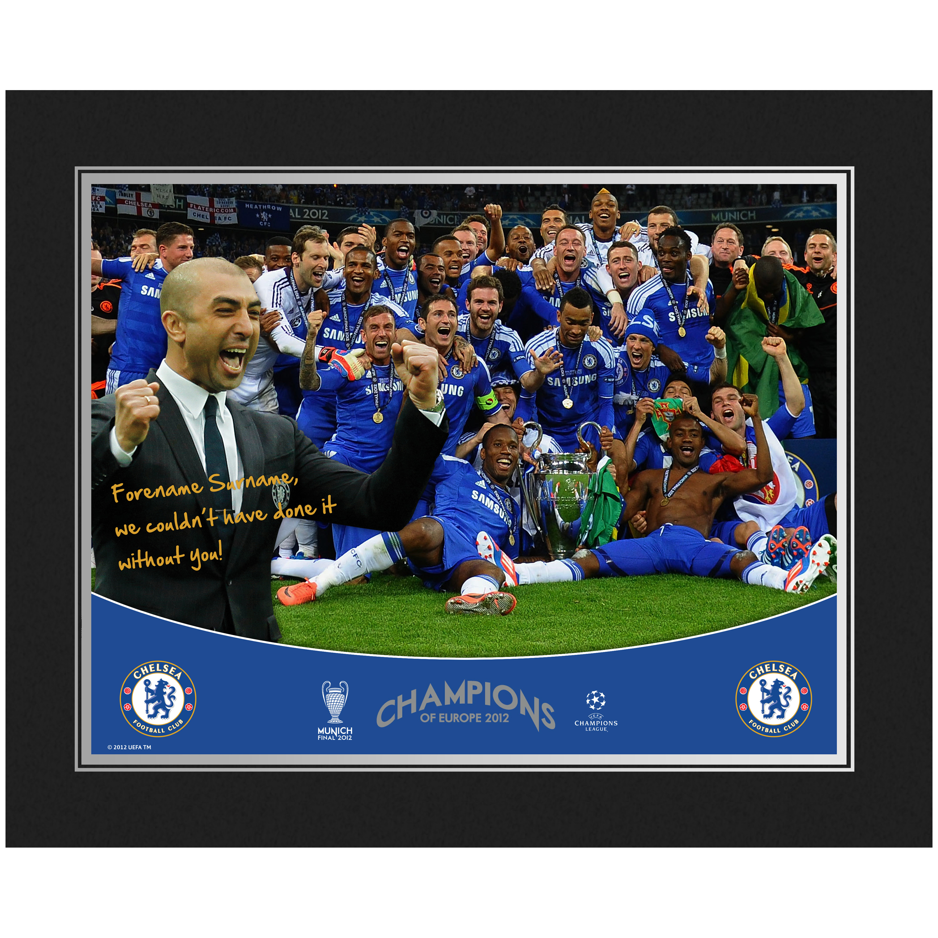 Chelsea Personalised Champions Photo in Presentation Folder
