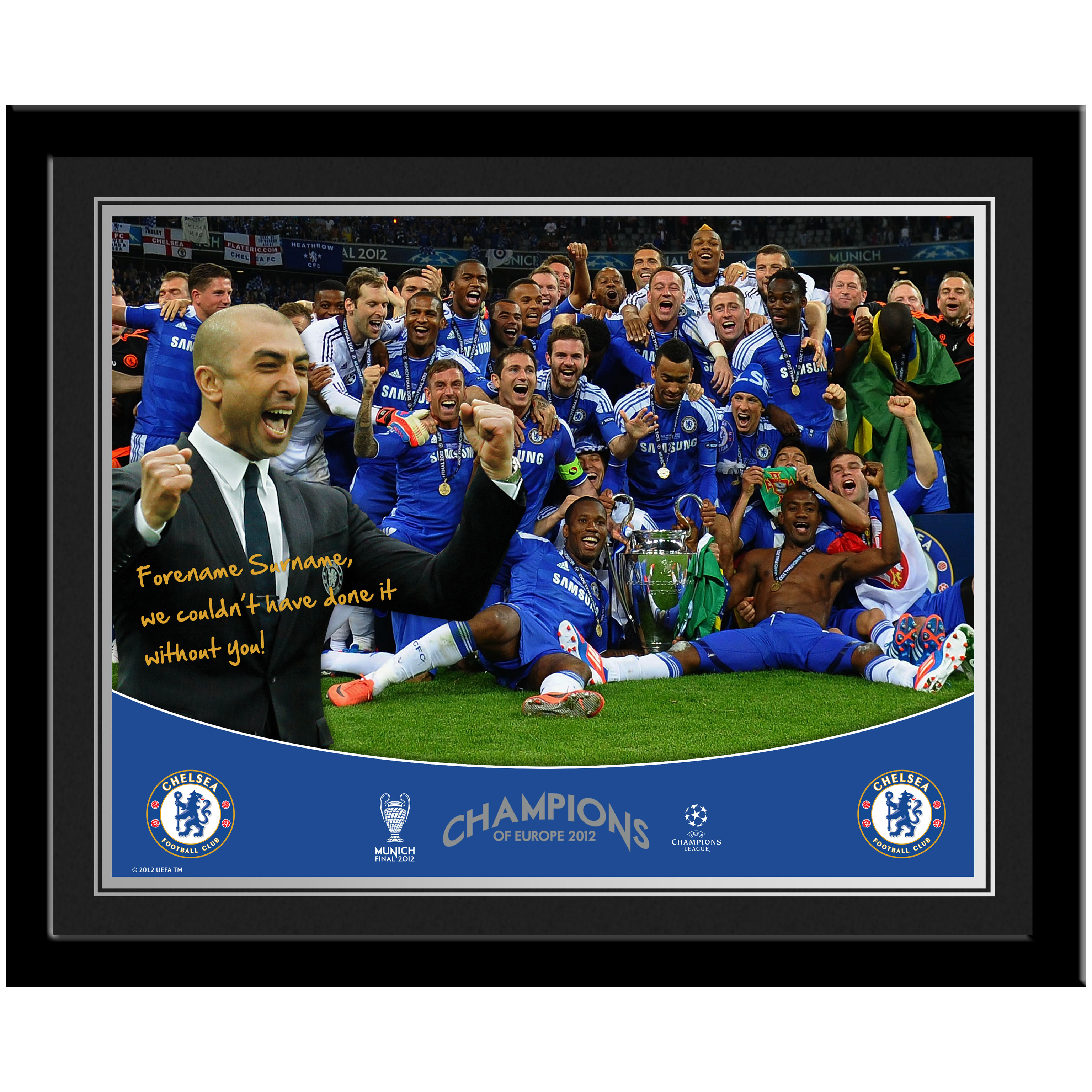 Chelsea Personalised Champions Photo Mounted and Framed