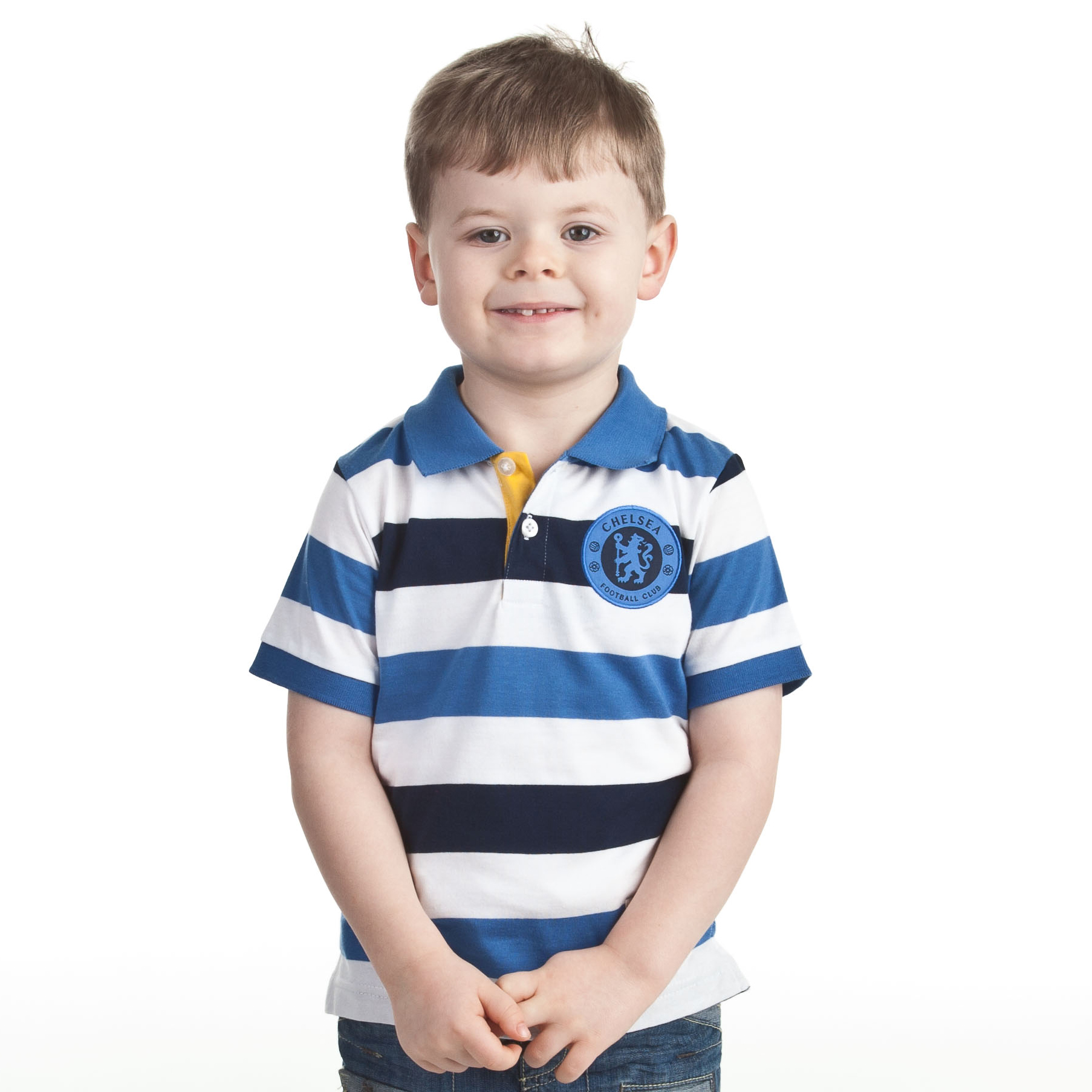 Chelsea  Fashion Yarn Dye Striped Polo - White/Strong Blue/Navy - Infant Boys