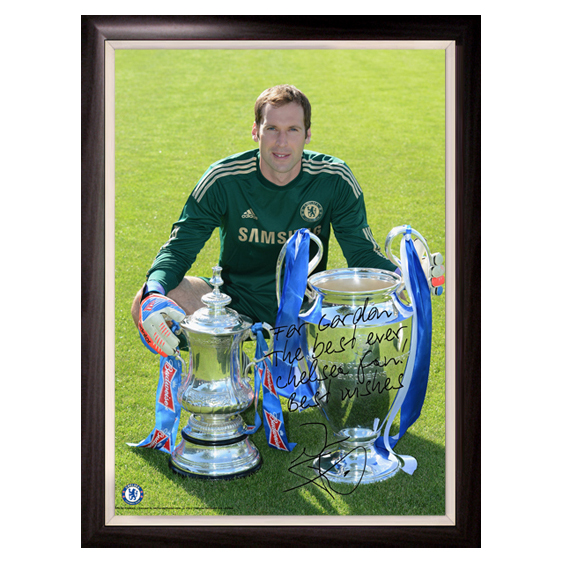 Chelsea Personalised Cech and Cups Poster  Framed