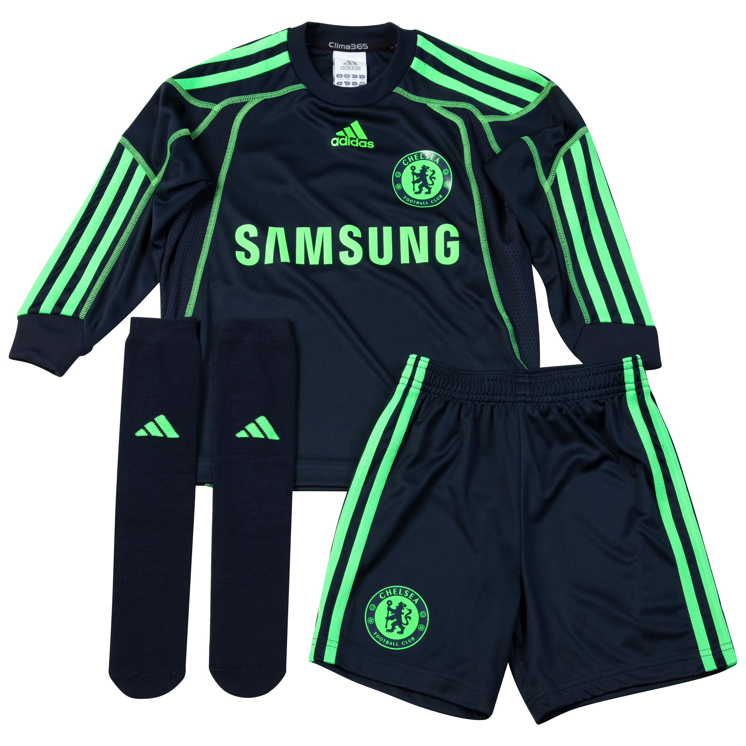 Chelsea Goalkeeper Kit 200911 Dark NavyFluro Green Infants