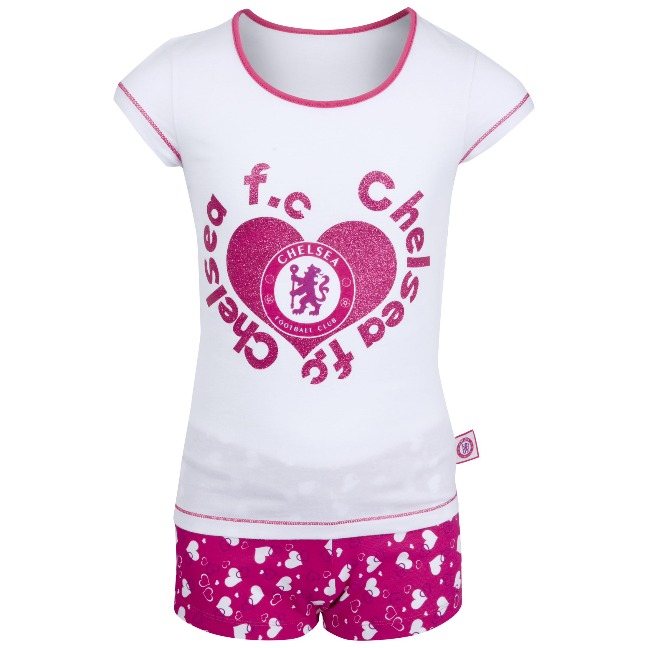 Chelsea Short Pyjama WhitePink Girls