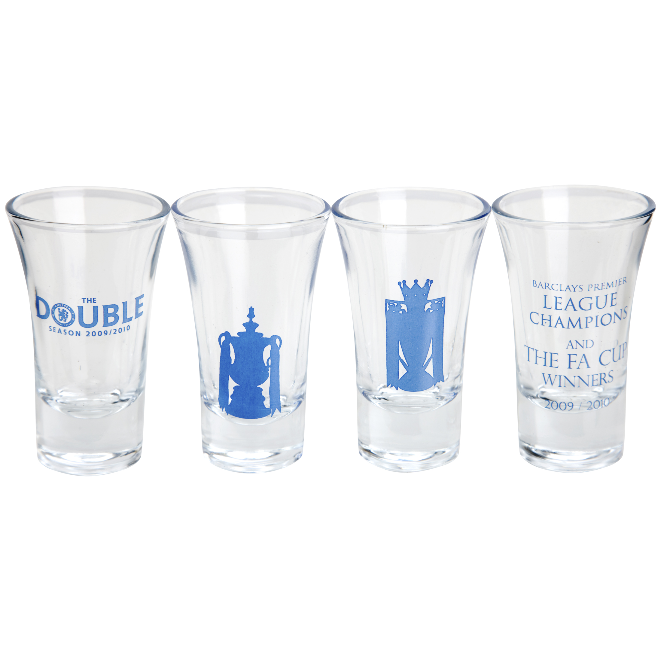 Chelsea Double Winners 2010 Set Of Four Shot Glasses