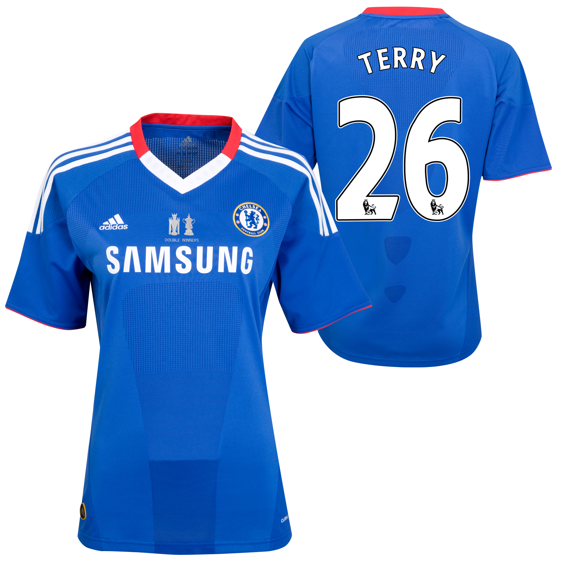 Chelsea Home Shirt 201011 including Double Winners Embroidery with Terry 26 printing Womens