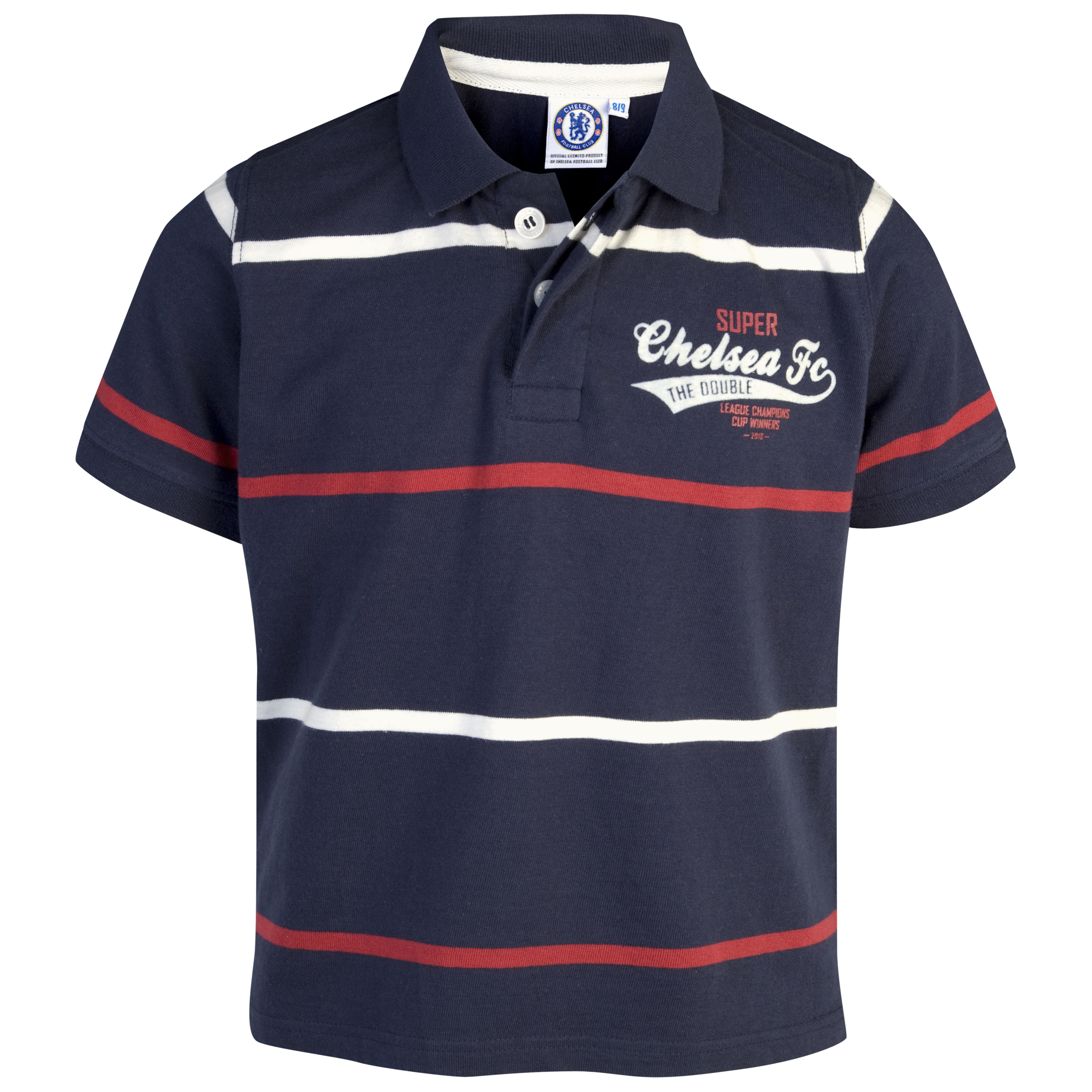 Chelsea FC Super Doubles Striped Polo Navy Boys