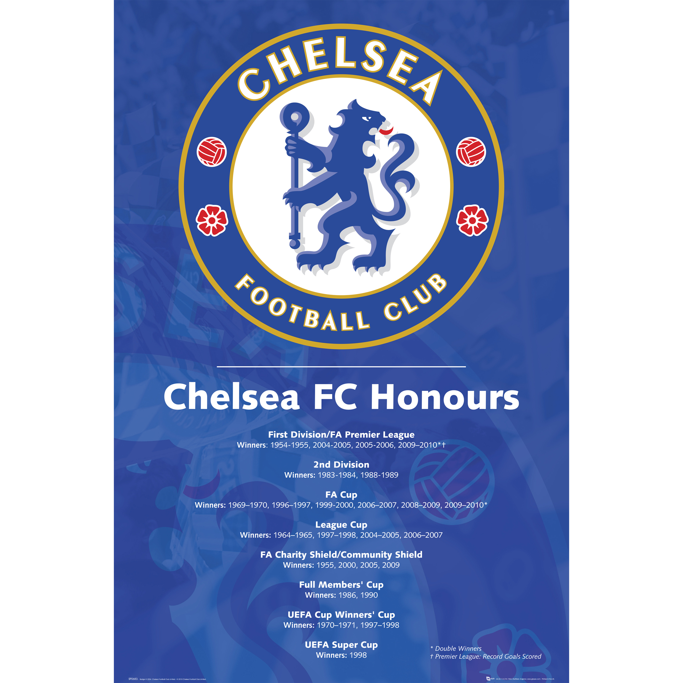 Chelsea Honours Poster 61 x 92cm