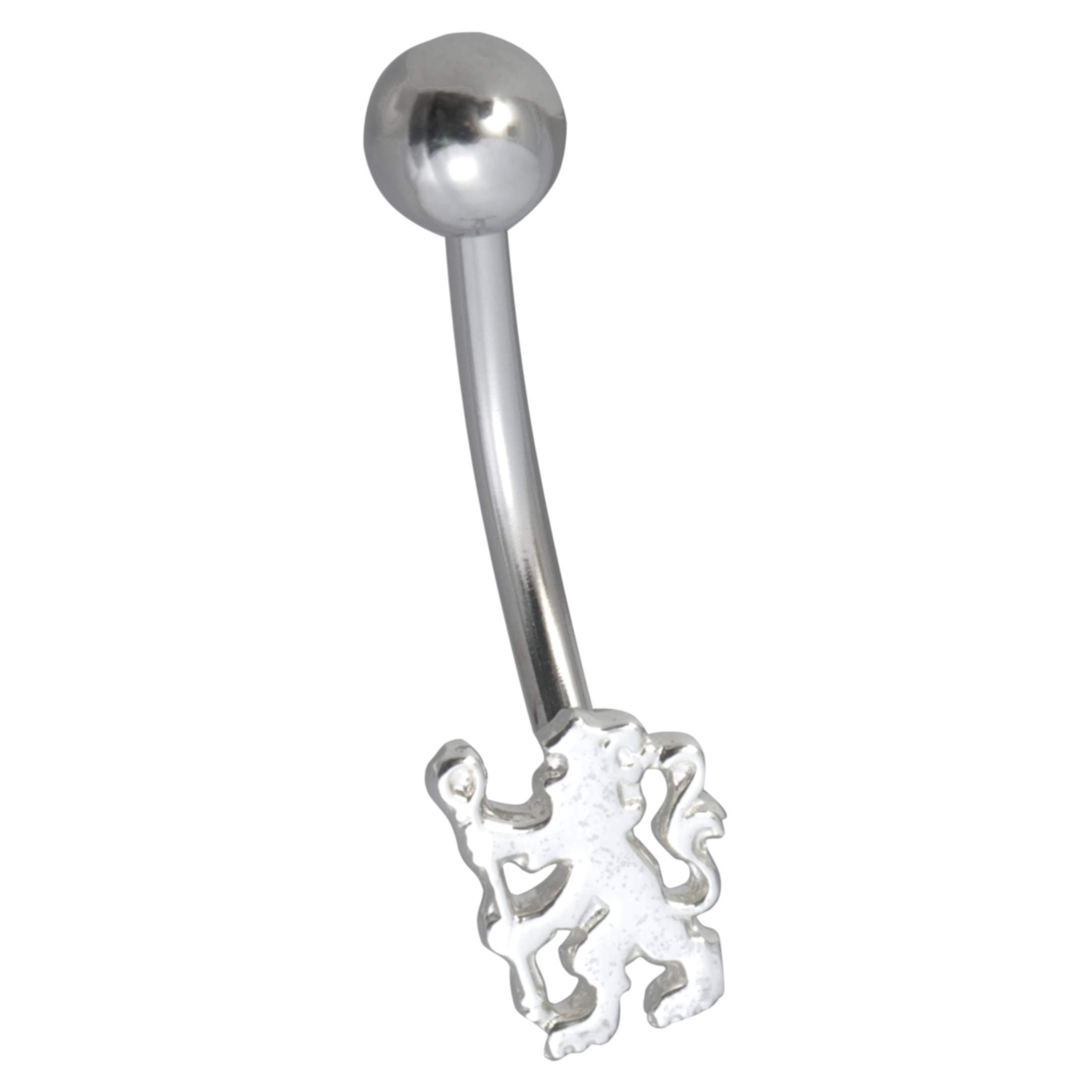 Chelsea Stainless Steel Body Bar with Sterling Silver Lion