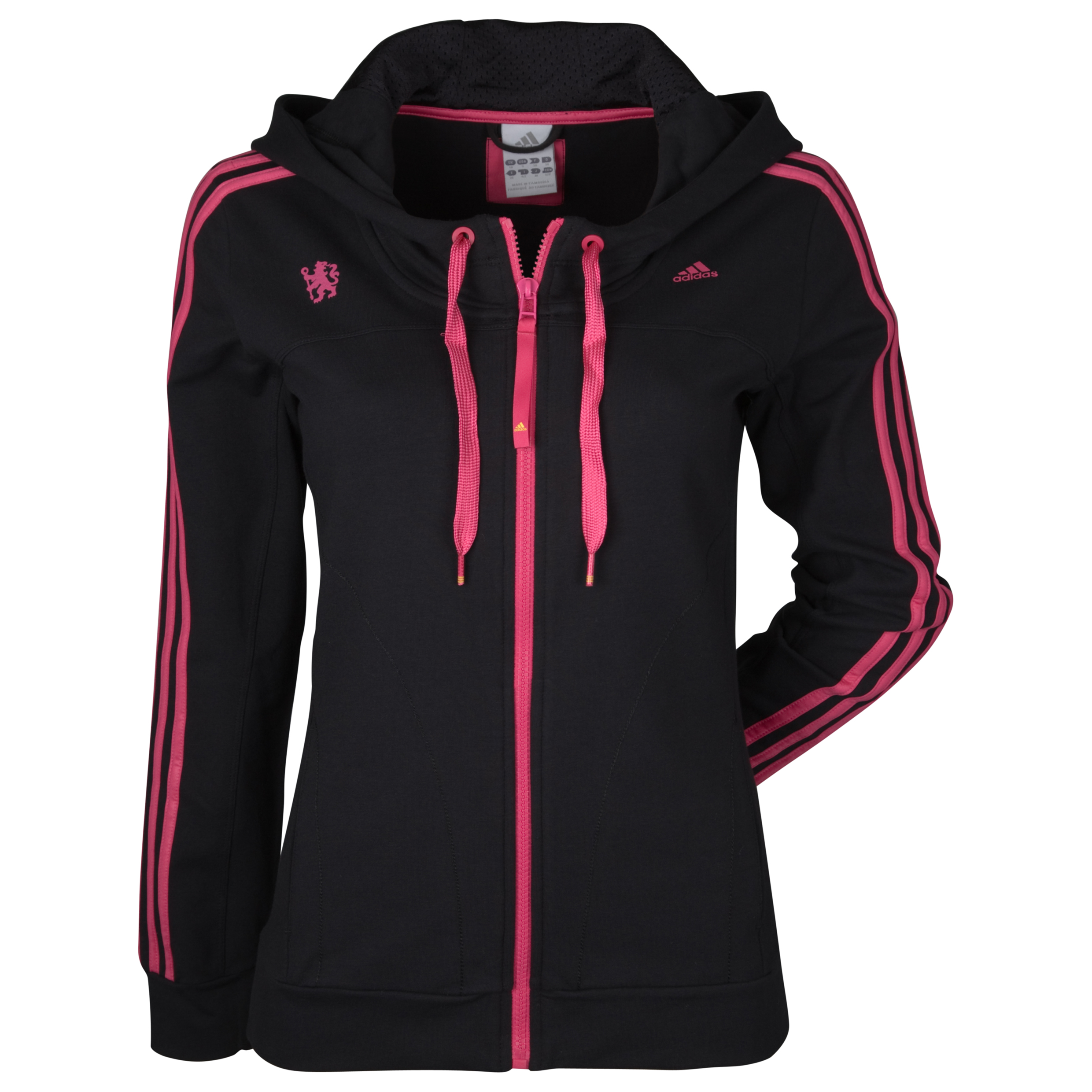 adidas Chelsea Reload 3 Stripe Hooded Top Black Womens