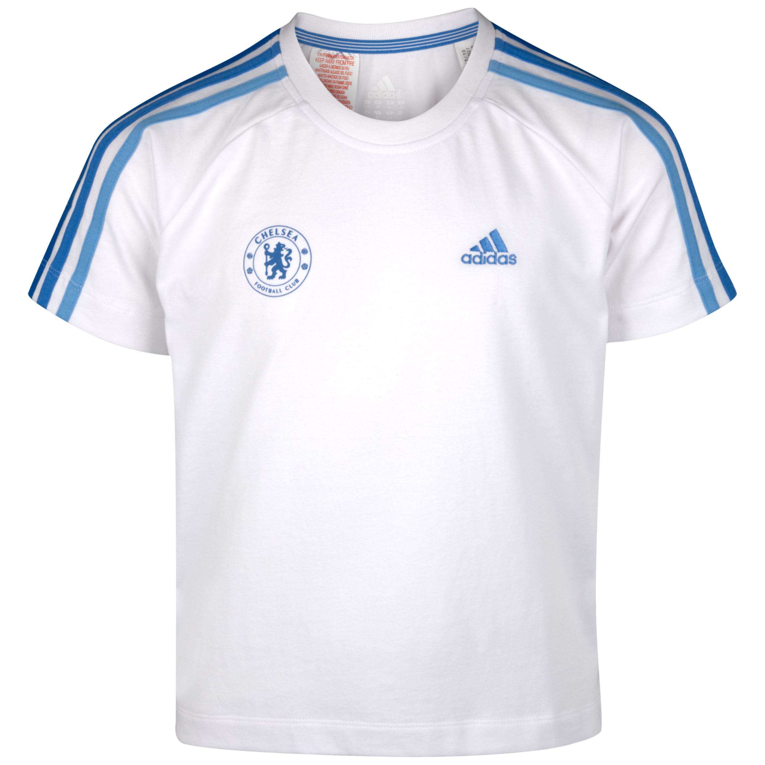 adidas Chelsea Essentials 3 Stripe Crew Neck T Shirt White Kids