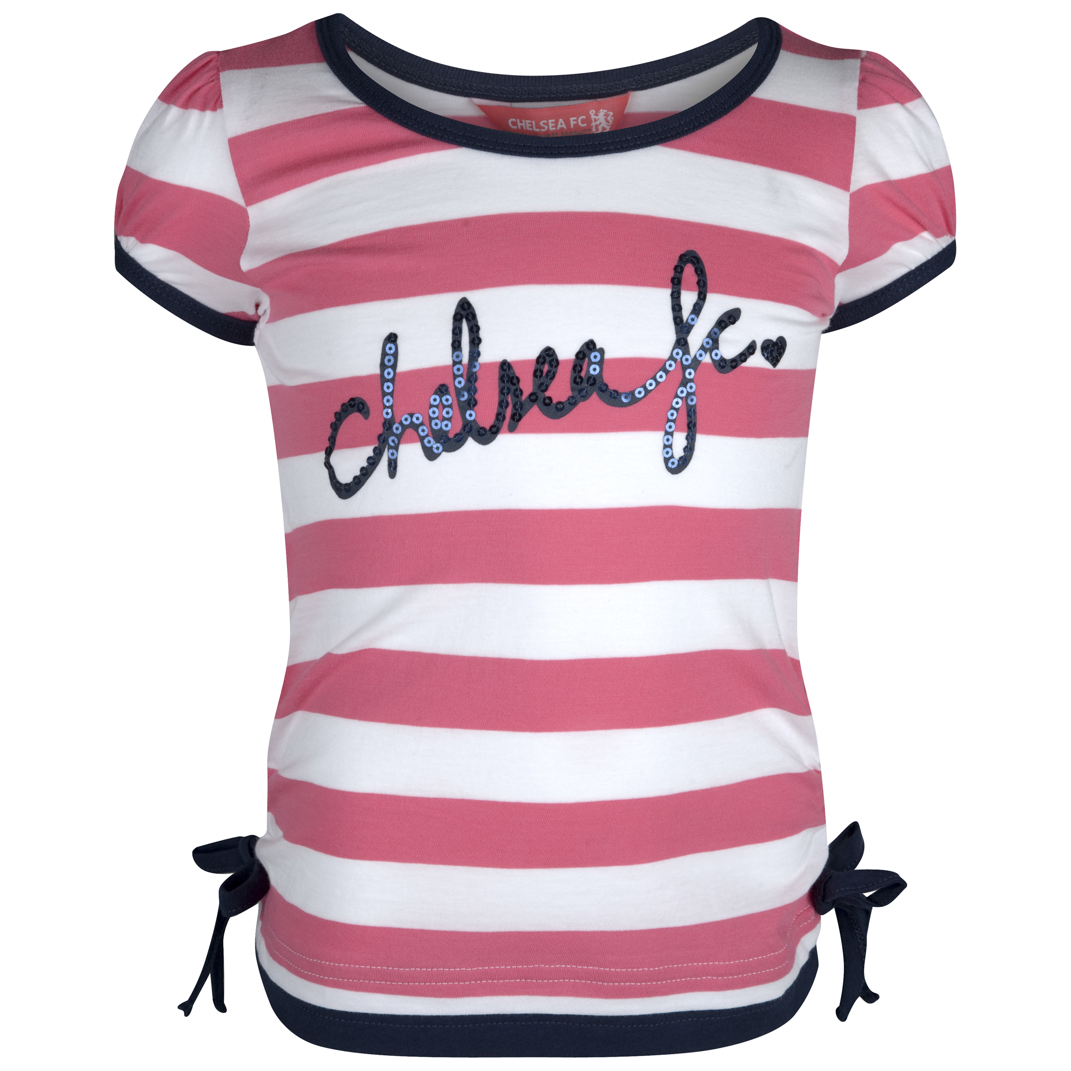 Chelsea Striped Rouch T Shirts Infant Girls Hot CoralNavy