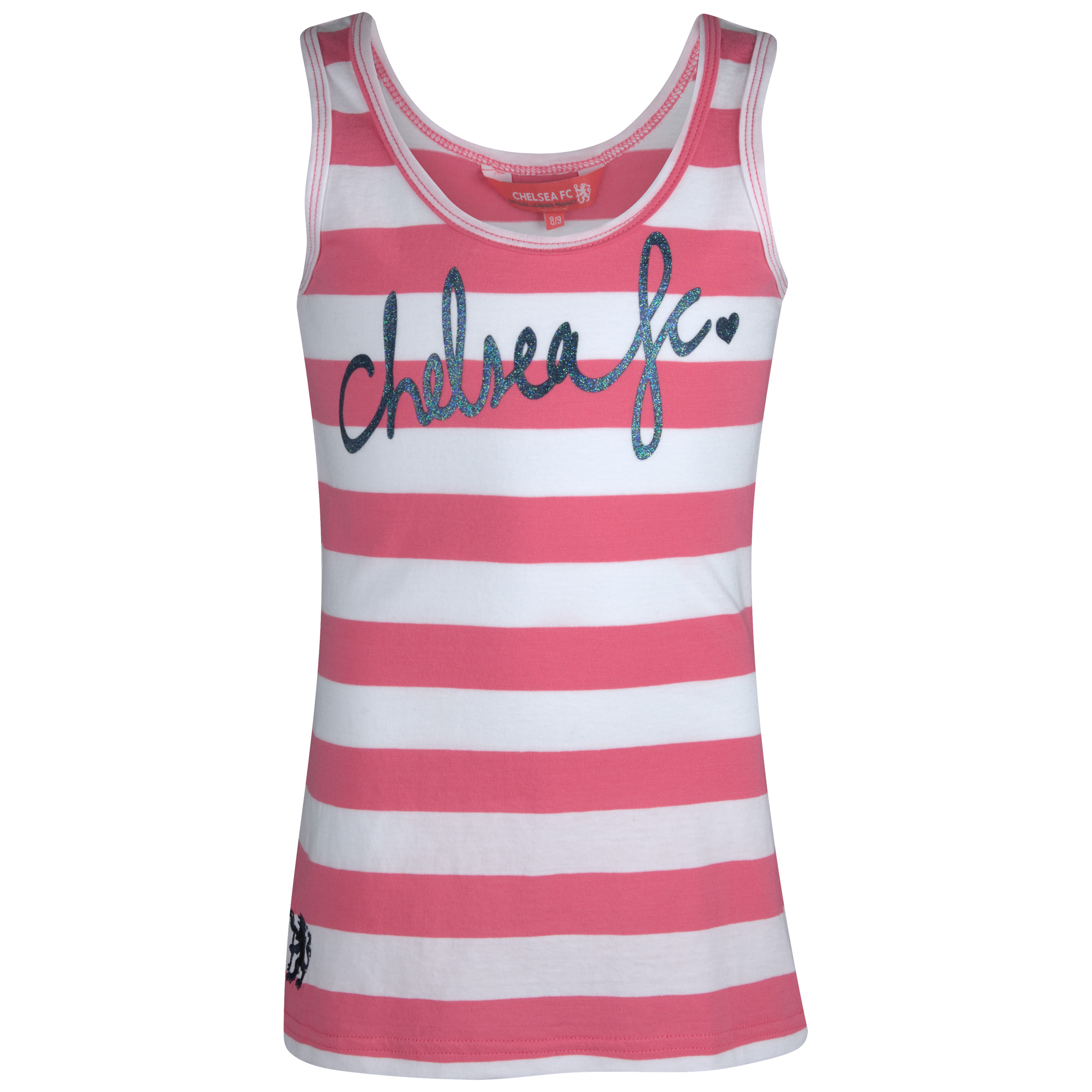 Chelsea Striped Vest Older Girls Hot CoralWhite