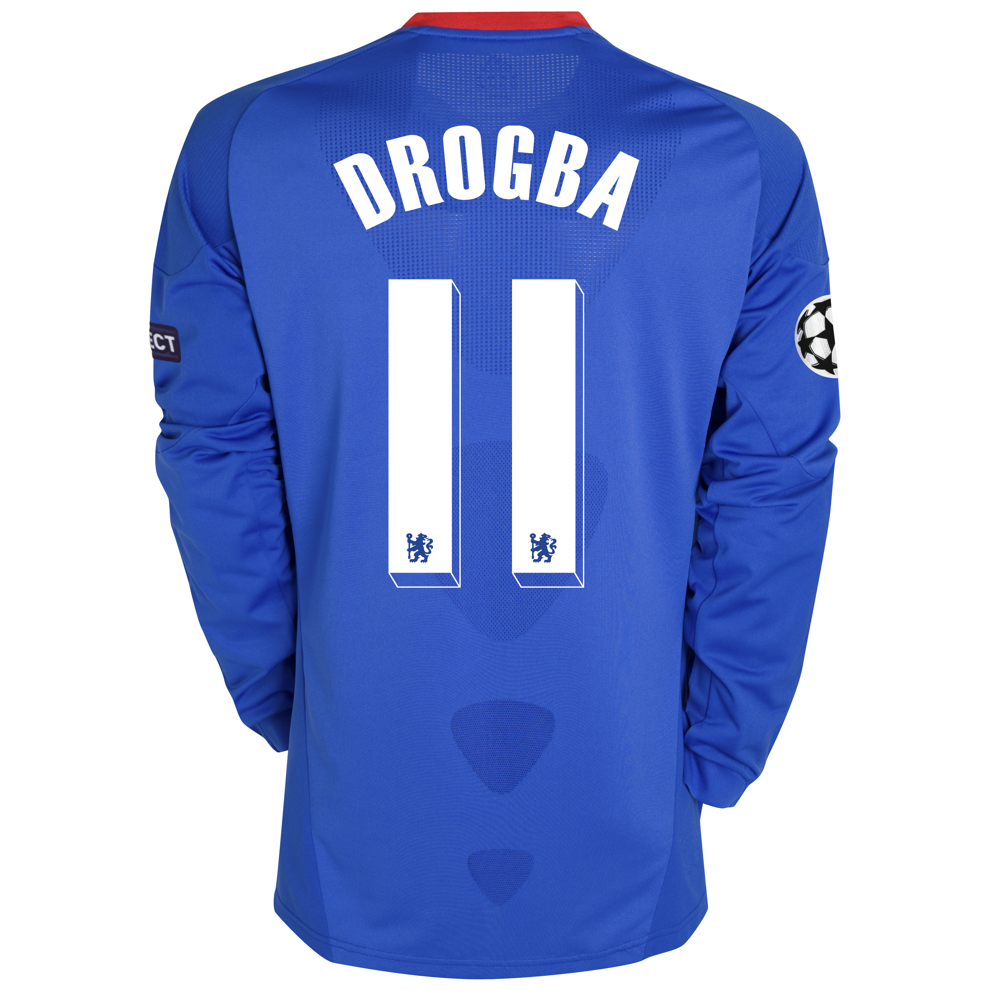 Chelsea UEFA Champions League Home Shirt 201011 Including UEFA Respect Patch with Drogba 11 printing Long Sleeve