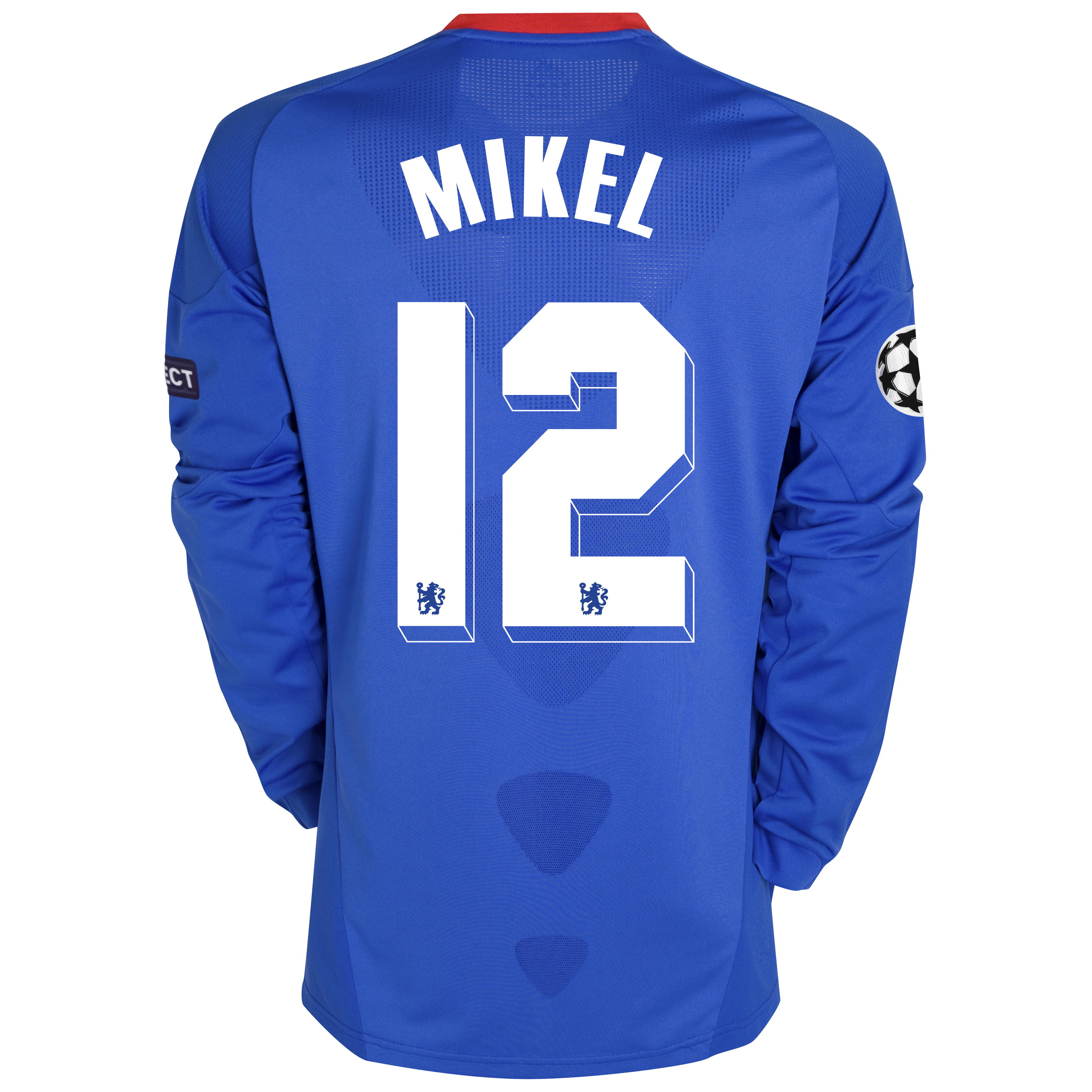 Chelsea UEFA Champions League Home Shirt 201011 Including UEFA Respect Patch with Mikel 12 printing Long Sleeve