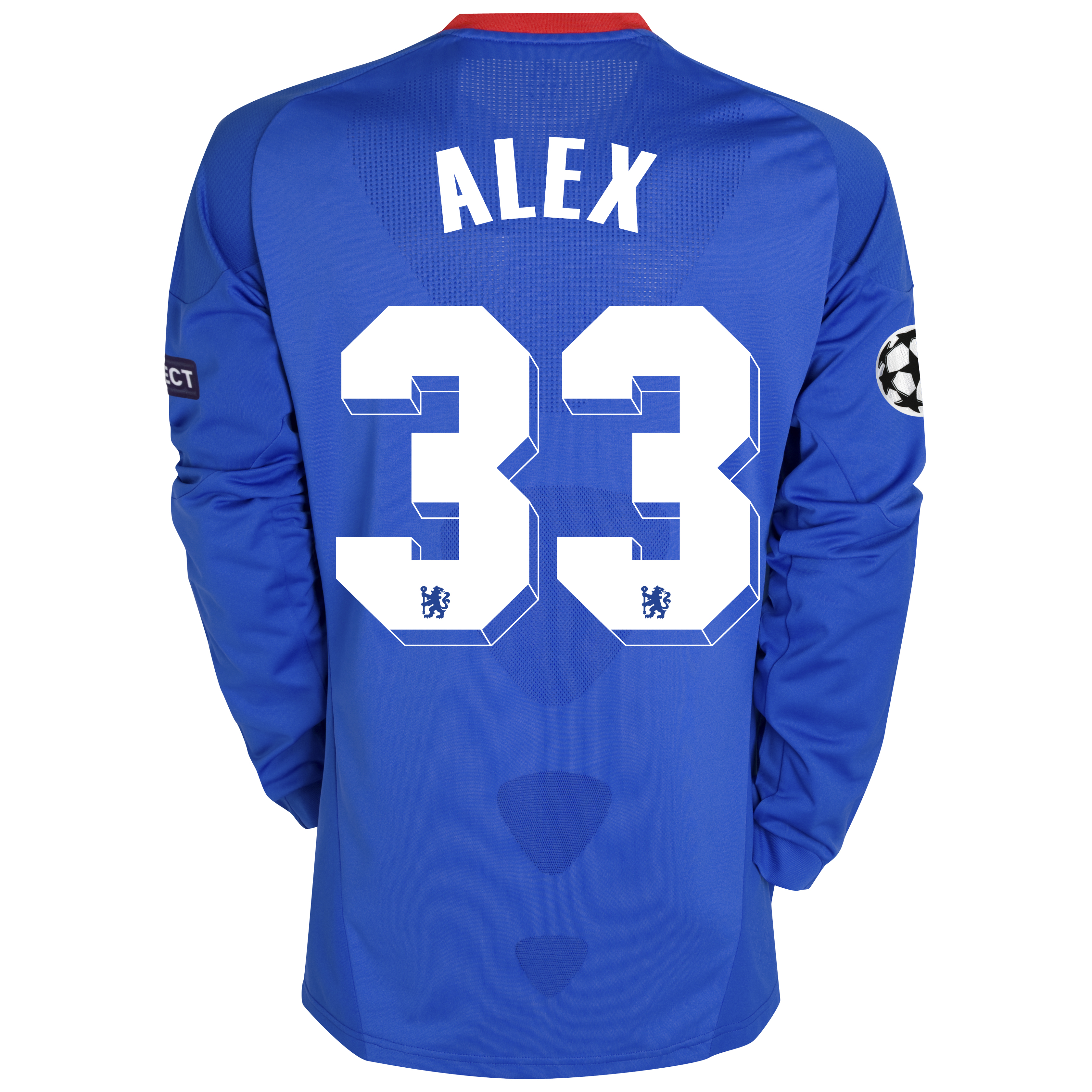 Chelsea UEFA Champions League Home Shirt 201011 Including UEFA Respect Patch with Alex 33 printing Long Sleeve