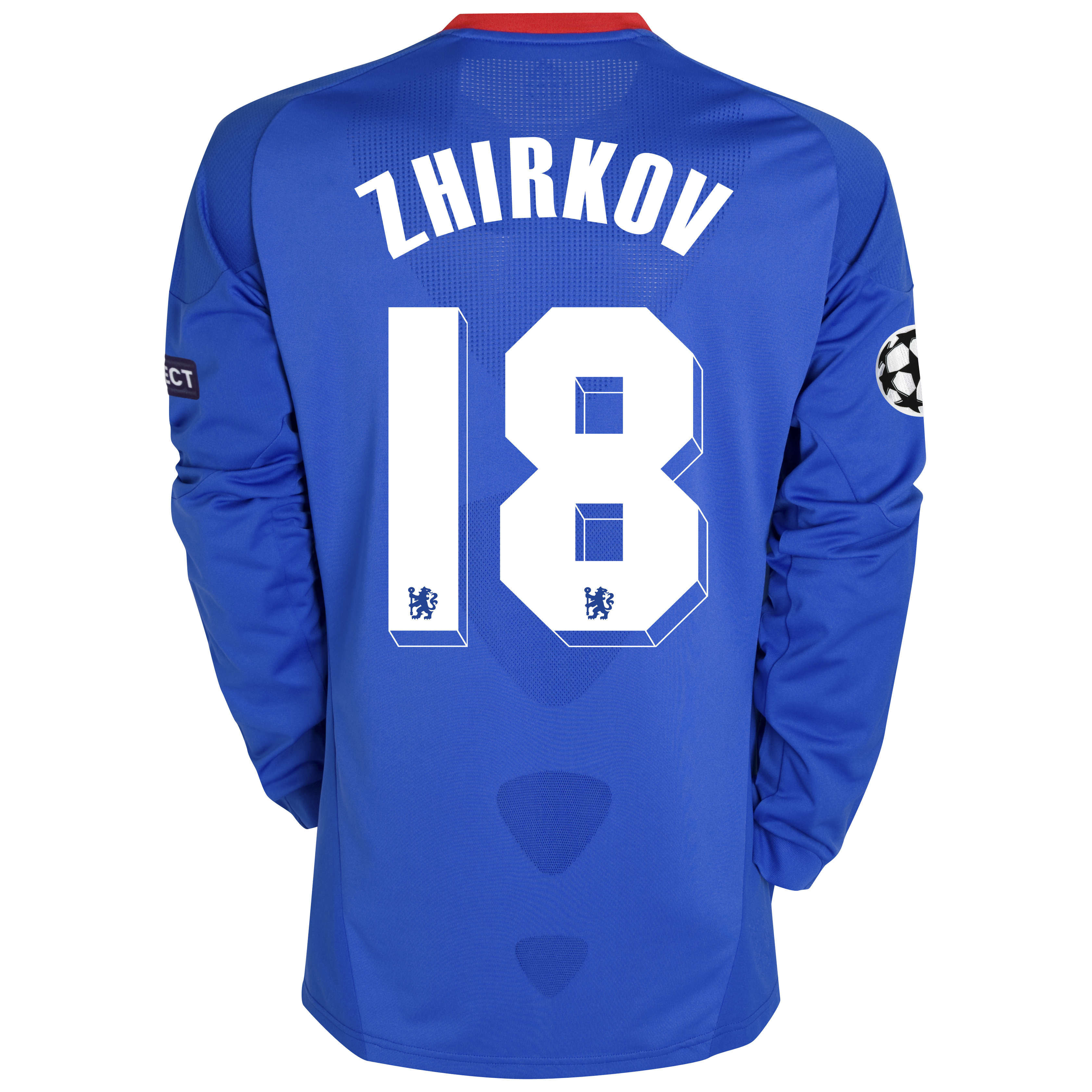 Chelsea UEFA Champions League Home Shirt 201011 Including UEFA Respect Patch with Zhirkov 18 printing Long Sleeve