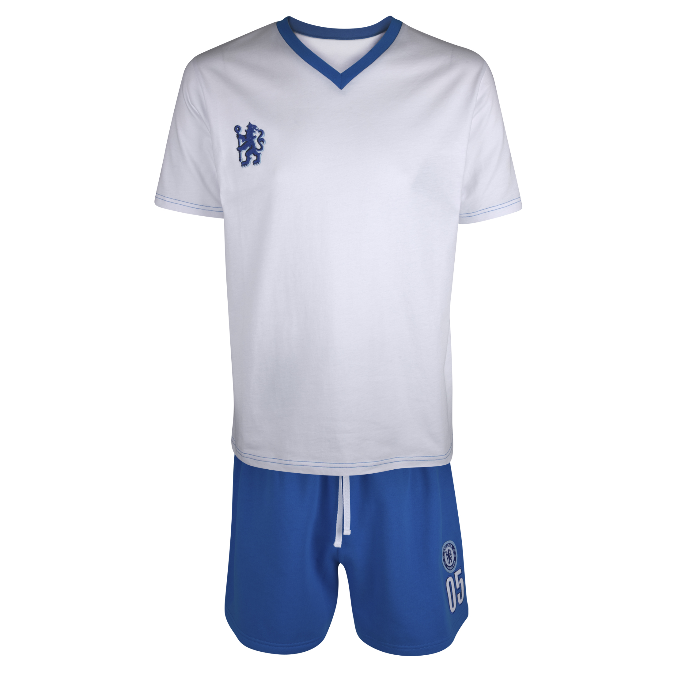 Chelsea Shortie Pyjamas WhiteMid Blue