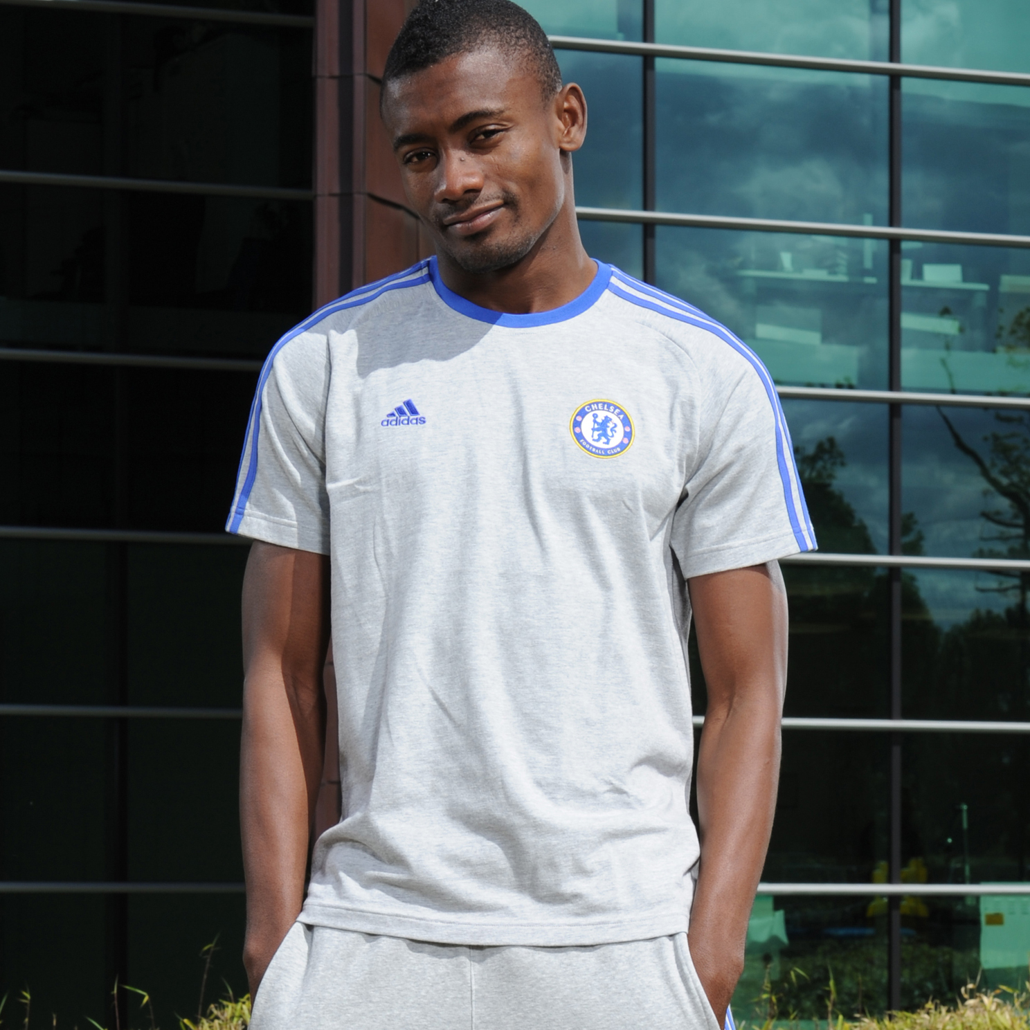 adidas Chelsea Core T Shirt Medium Grey Heather~Cfc Reflex Blue