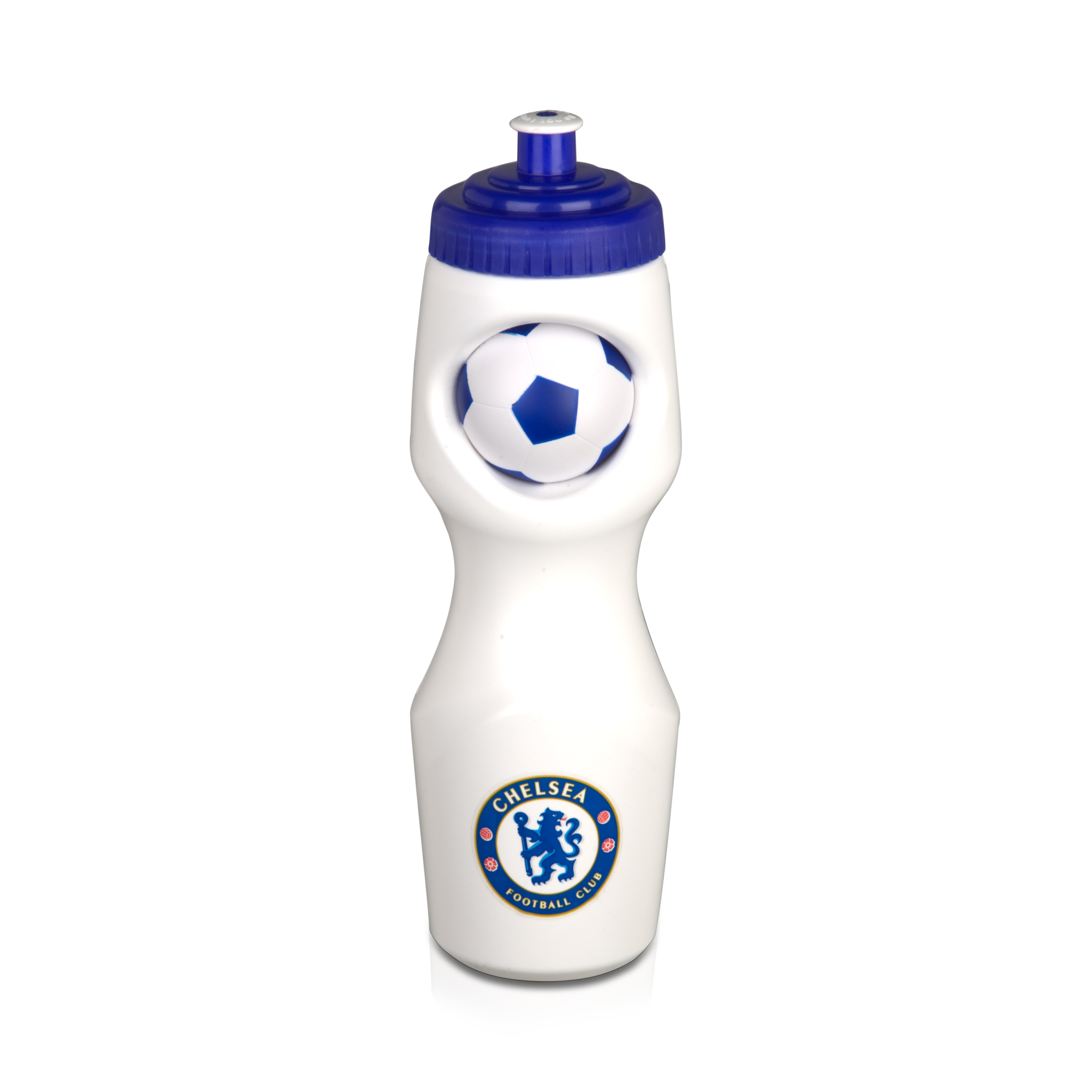 Chelsea 650ml Water Bottle with Foam Ball - White/Royal