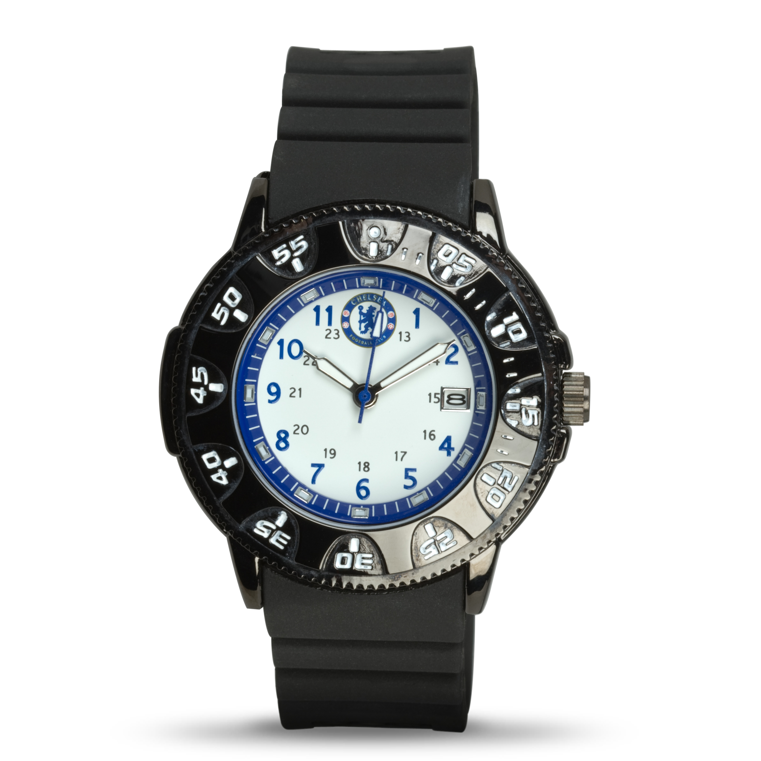 Chelsea Silicon Strap Analogue Watch with Date - Black