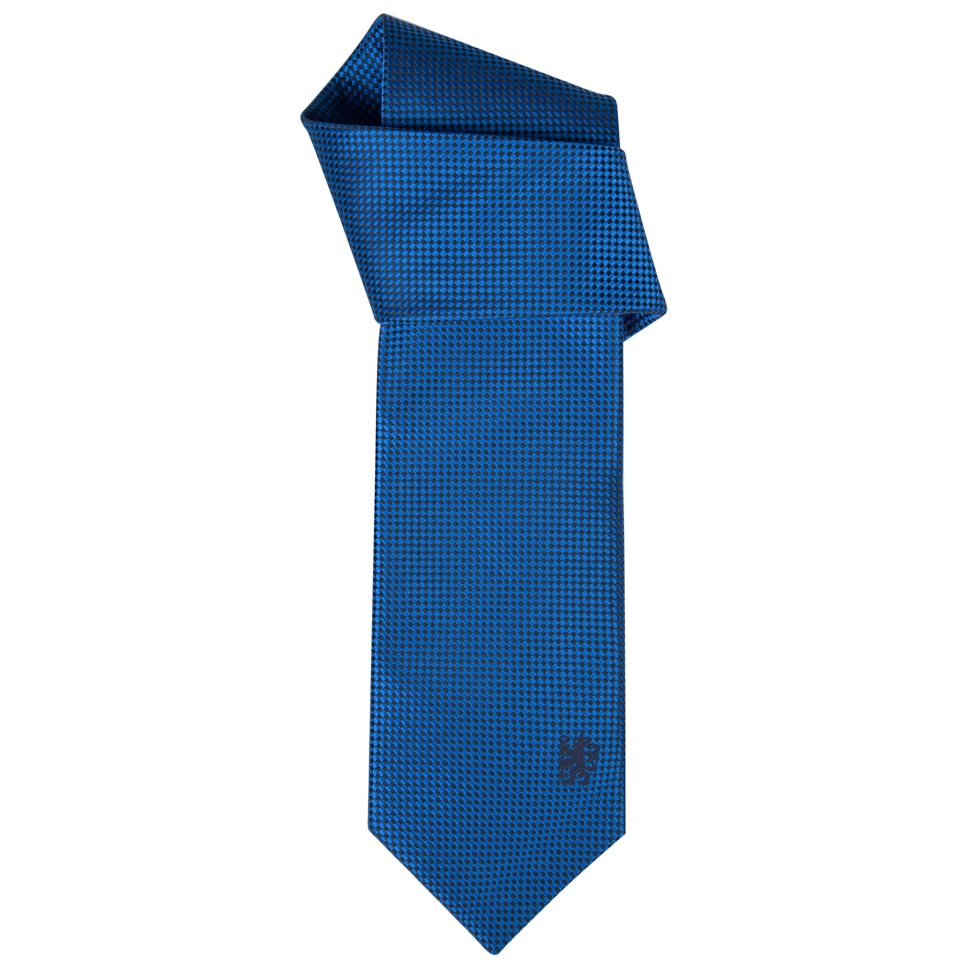 Chelsea Checked Polyester Tie BlueBlack