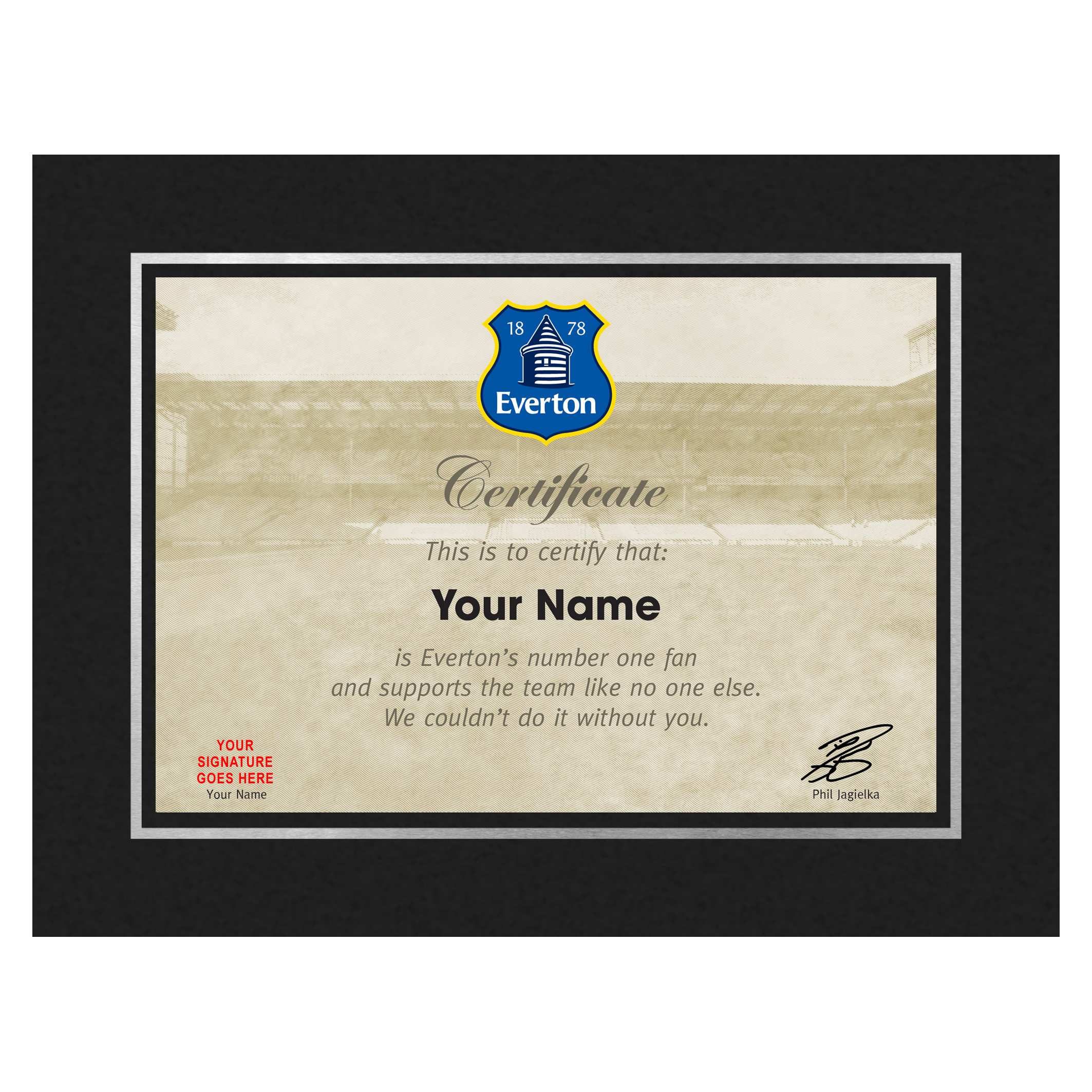 Everton Personalised Number One Fan Certificate