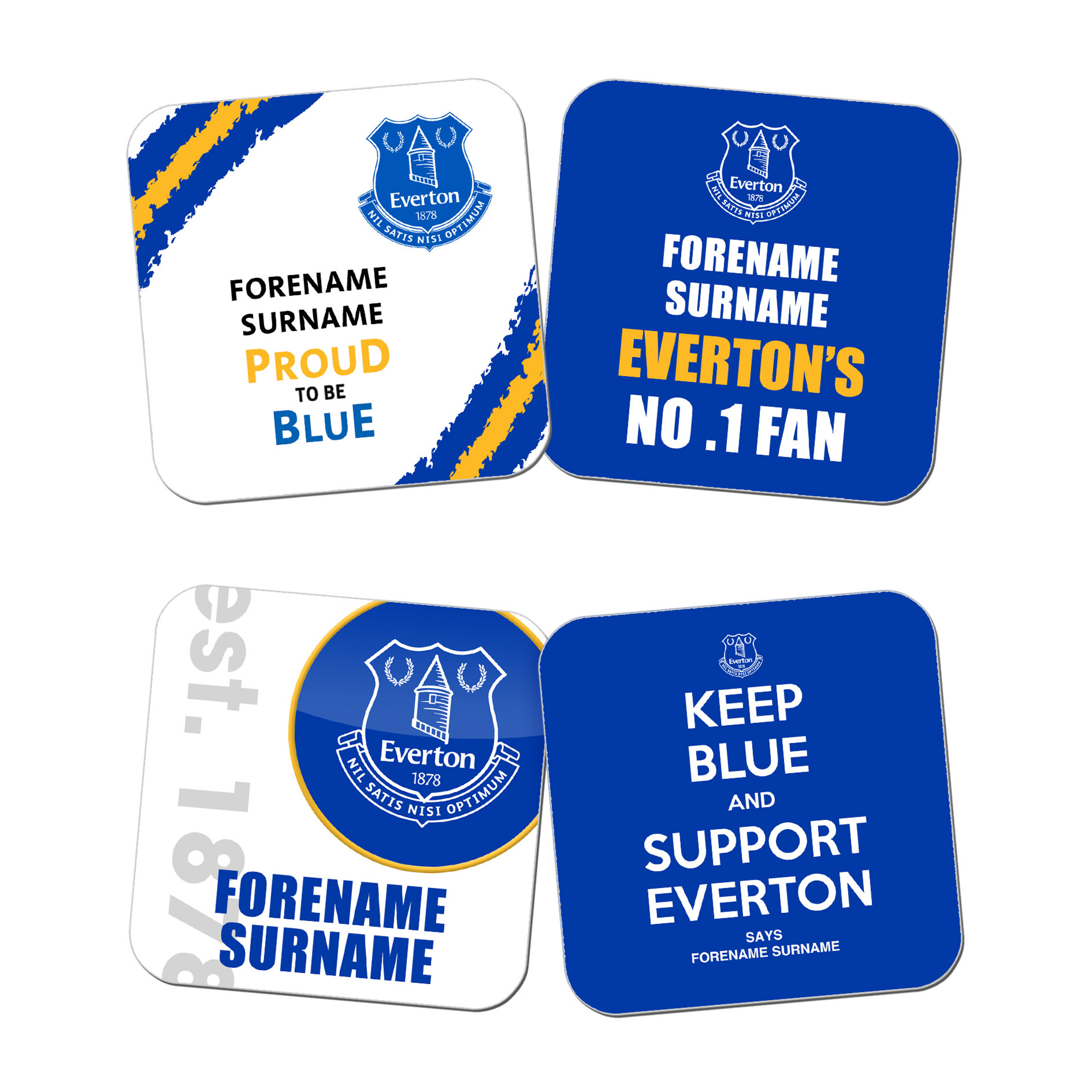 Everton Personalised Coasters 4 Pack