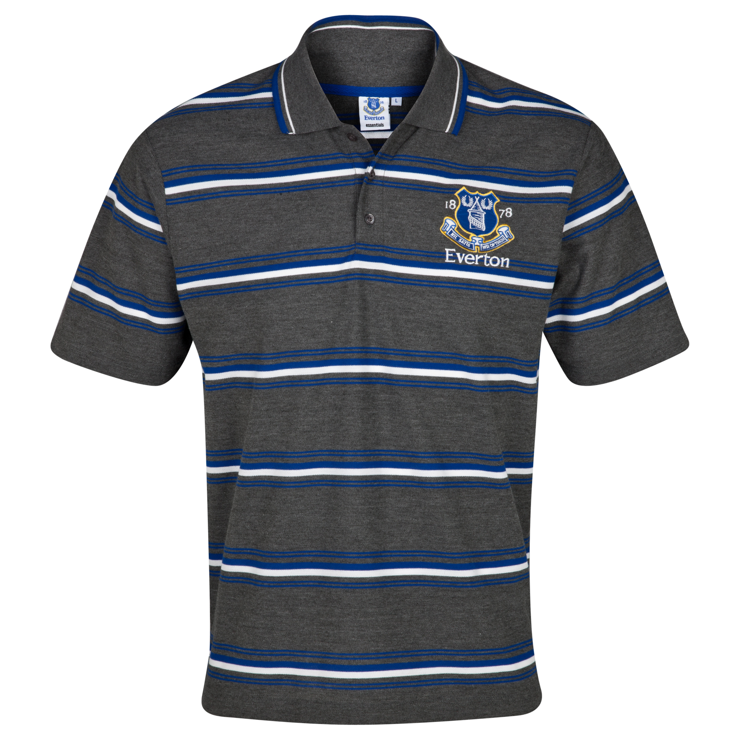 Everton Essential Possession Stripe Polo Top - Charcoal Marl