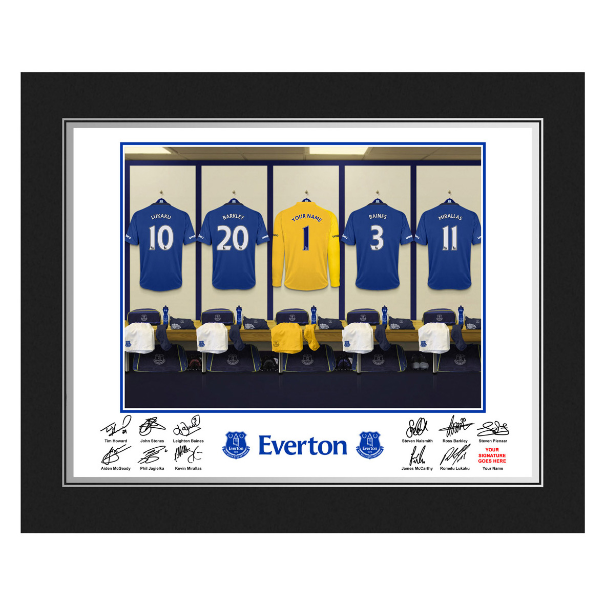 Everton Personalised Goal Keeper Dressing Room Photo in Presentation Folder