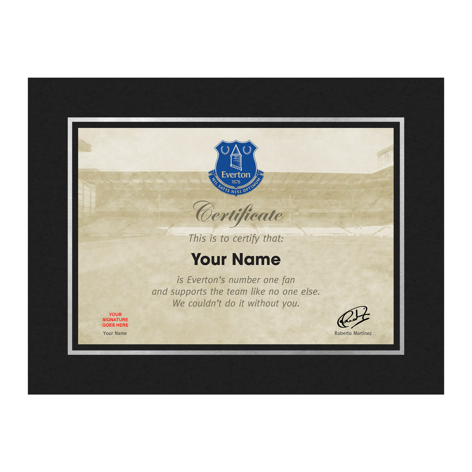 Everton Personalised Number One Fan Certificate Double