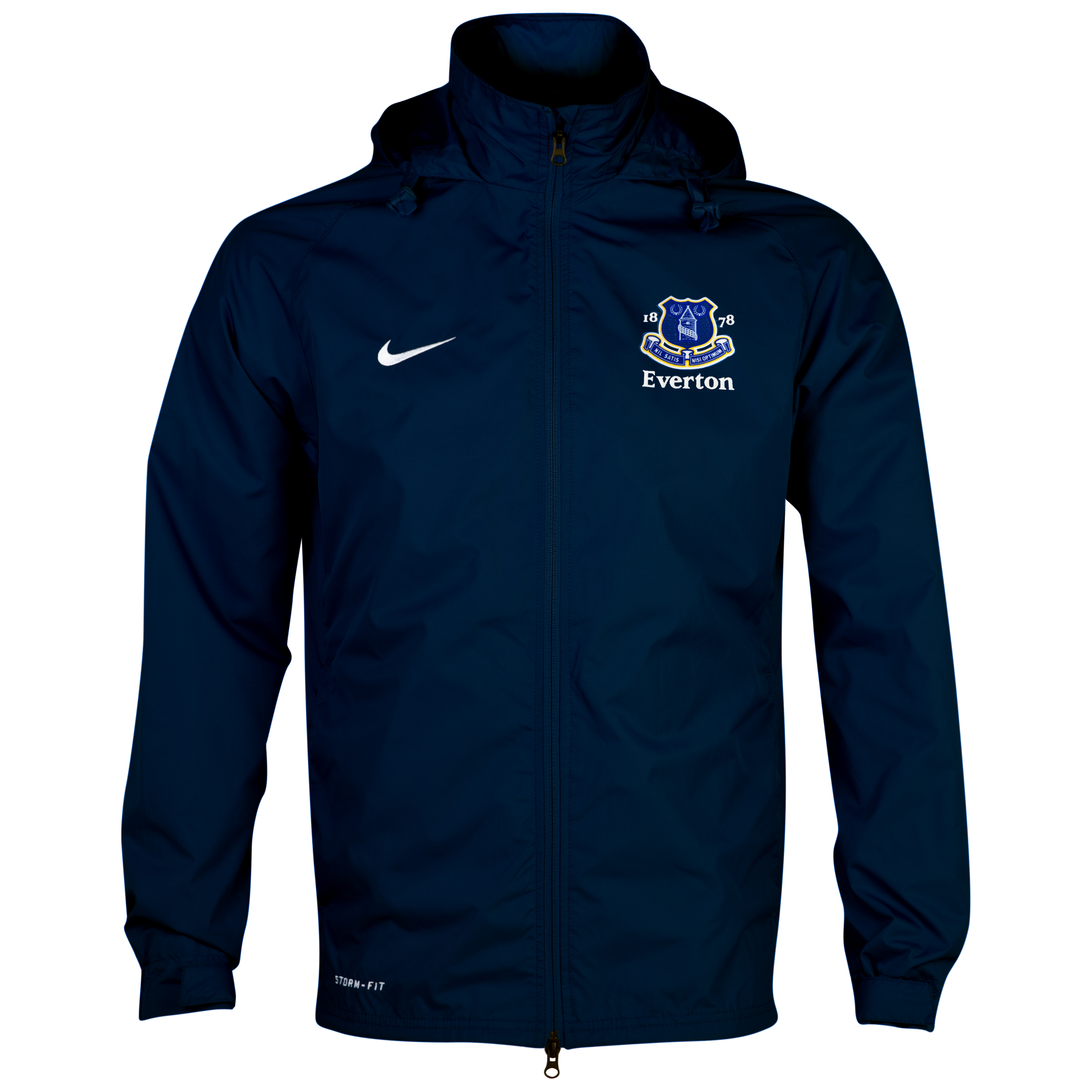 Everton Hooded Rain Jacket  - Obsidian/White