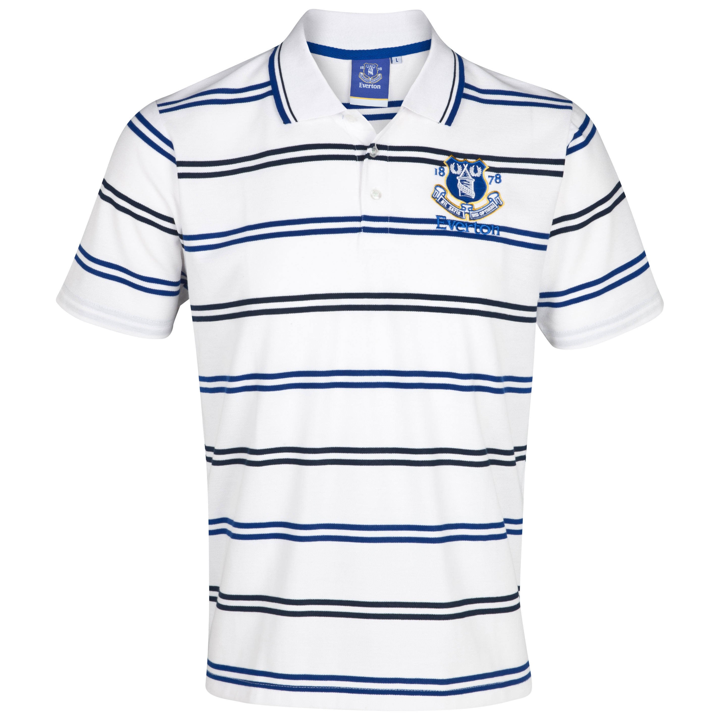 Everton Essentials Lineup Polo Top - White/Royal/Navy