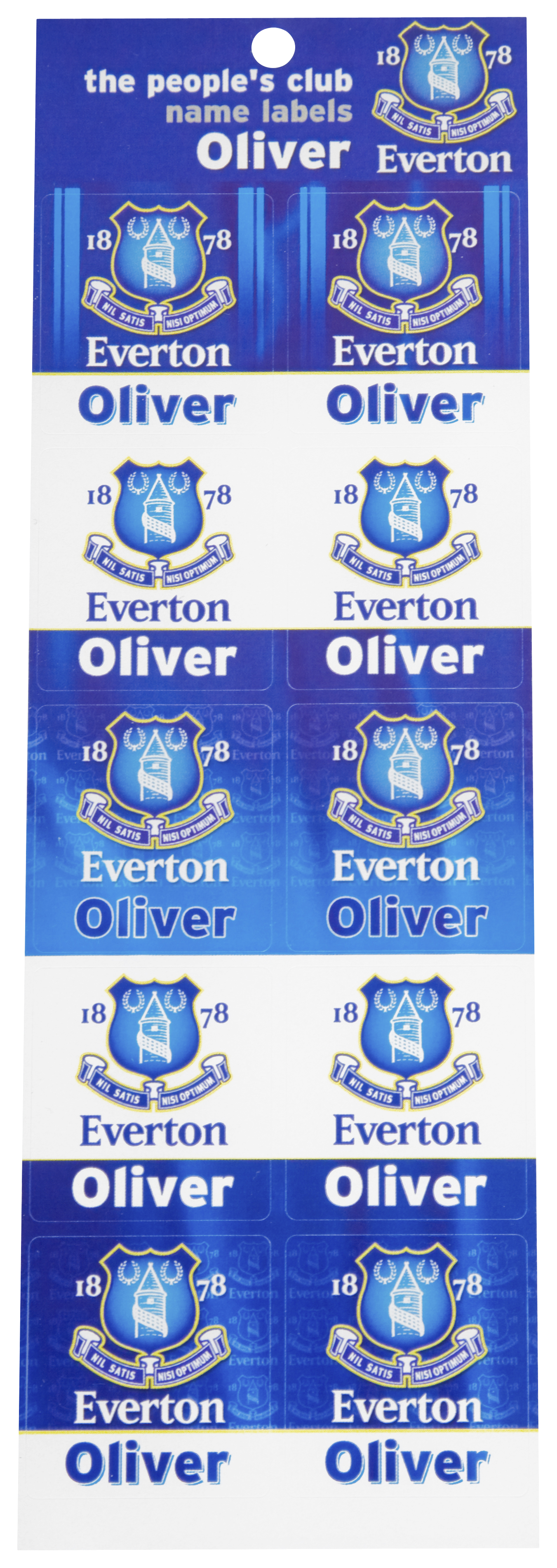 Everton Personalised Name Stickers