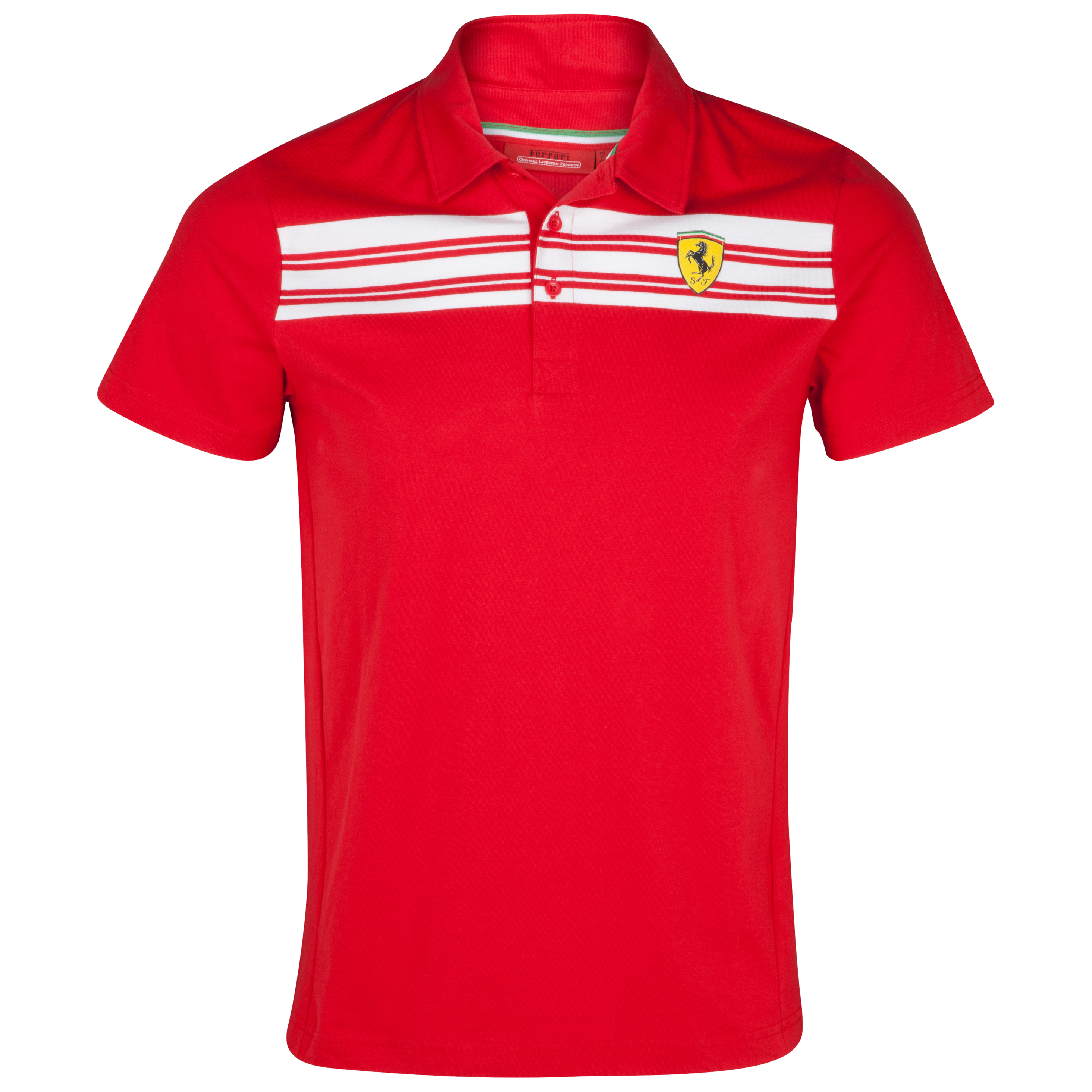 Scuderia Ferrari Striped Polo Shirt - Red