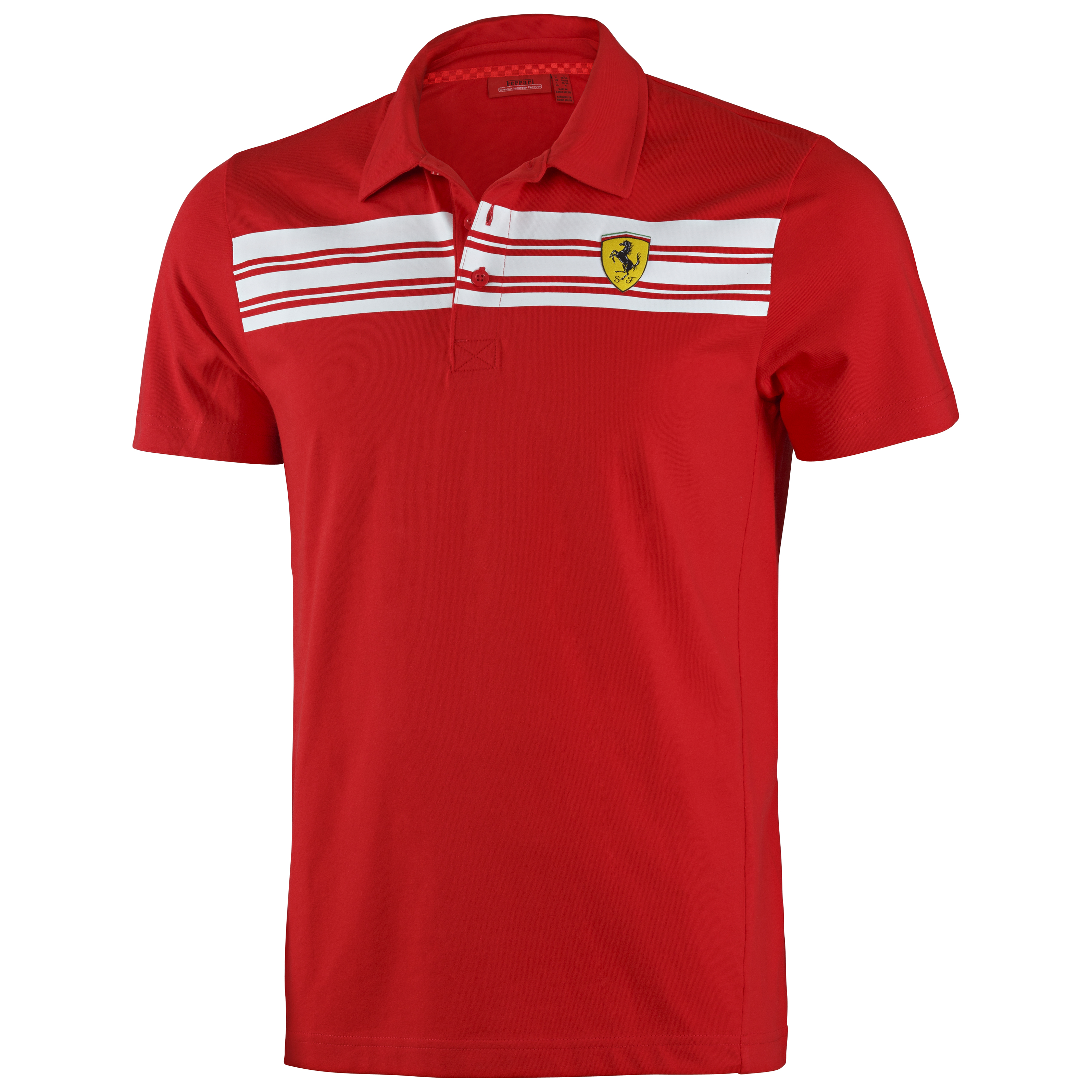 Scuderia Ferrari Striped Polo - Red