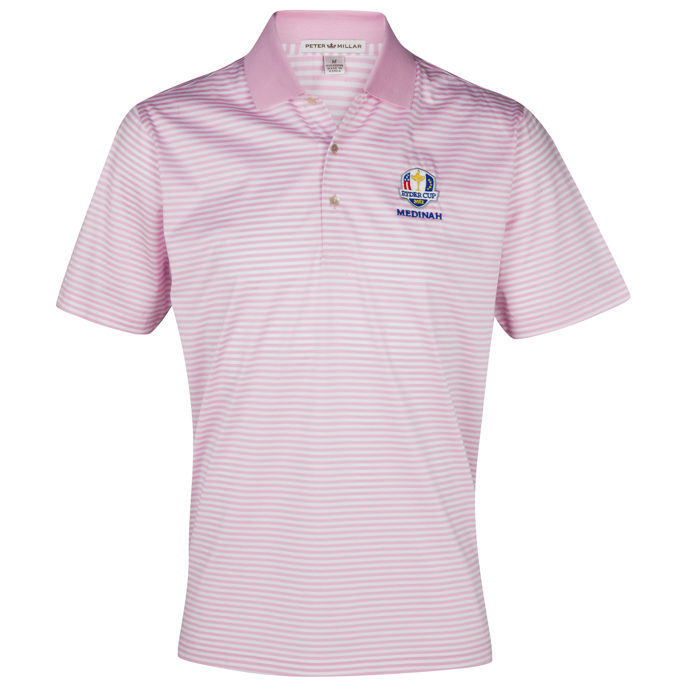 The Ryder Cup Medinah 2012 Peter Millar Luxury Stripe Polo - Retro Pink/White