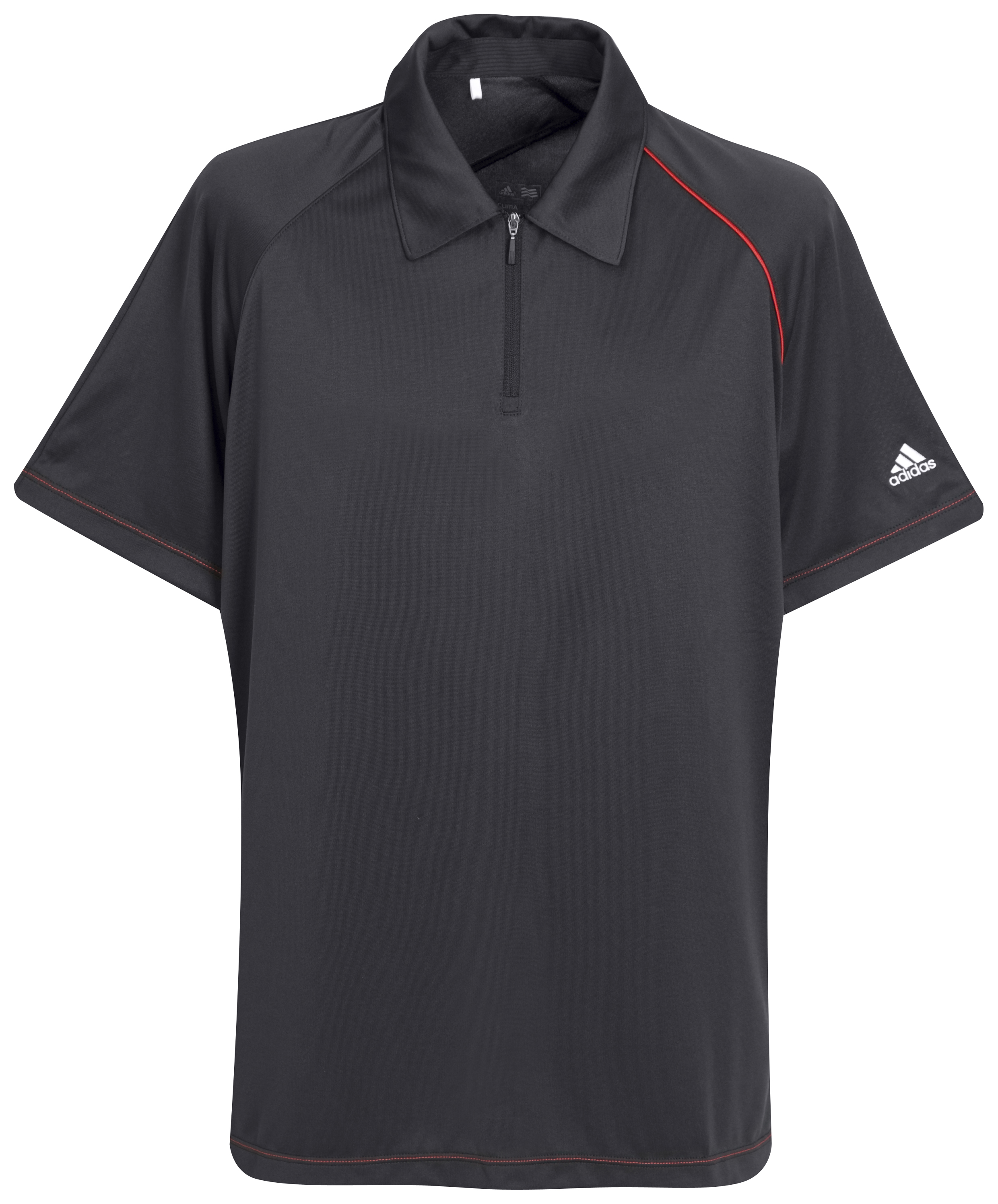 <br>adidas ClimaCool 3 Stripes Zip Polo Black/University Red